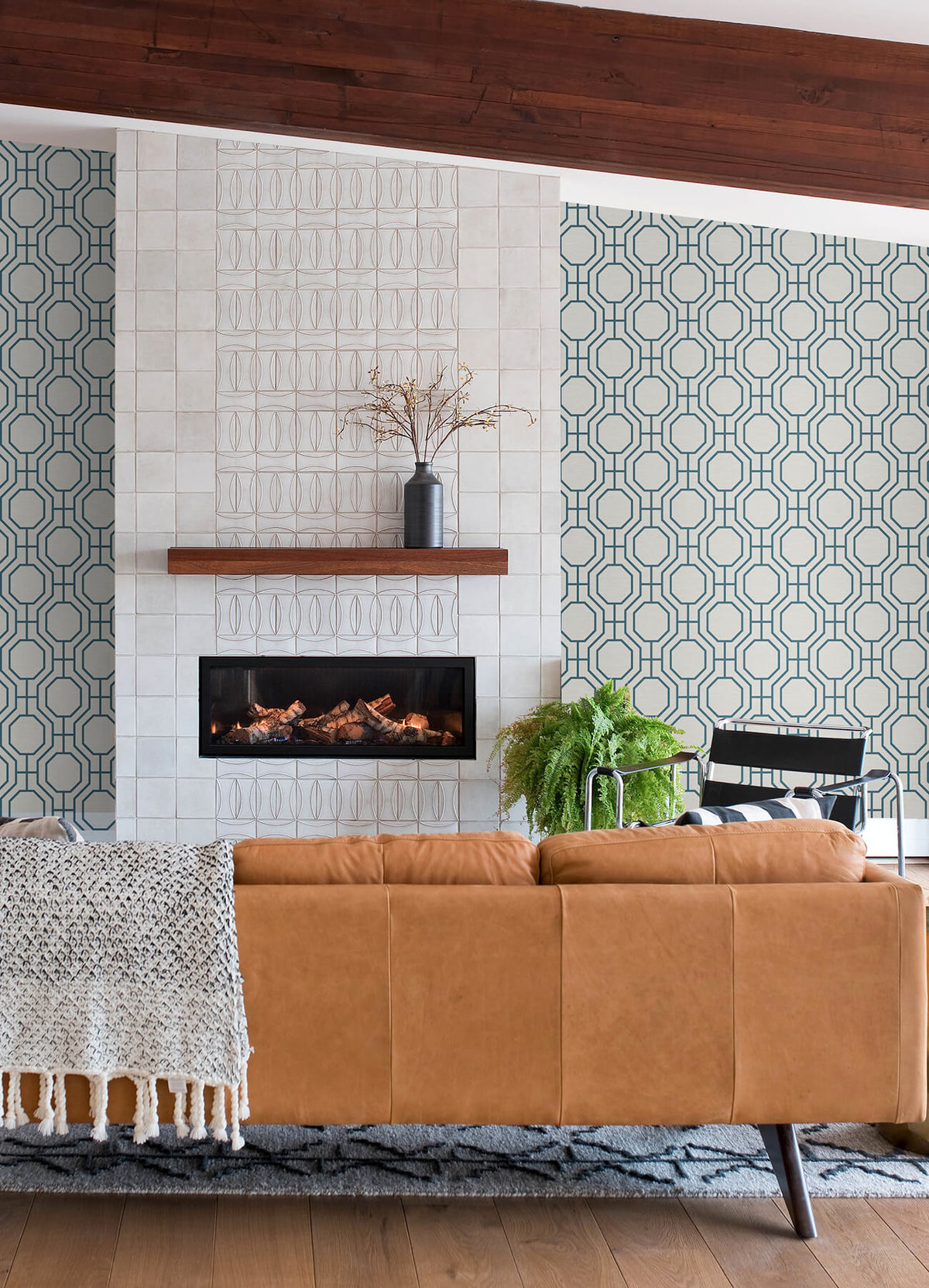 A Street Prints Terrace Manor Wallpaper Sample - Blue