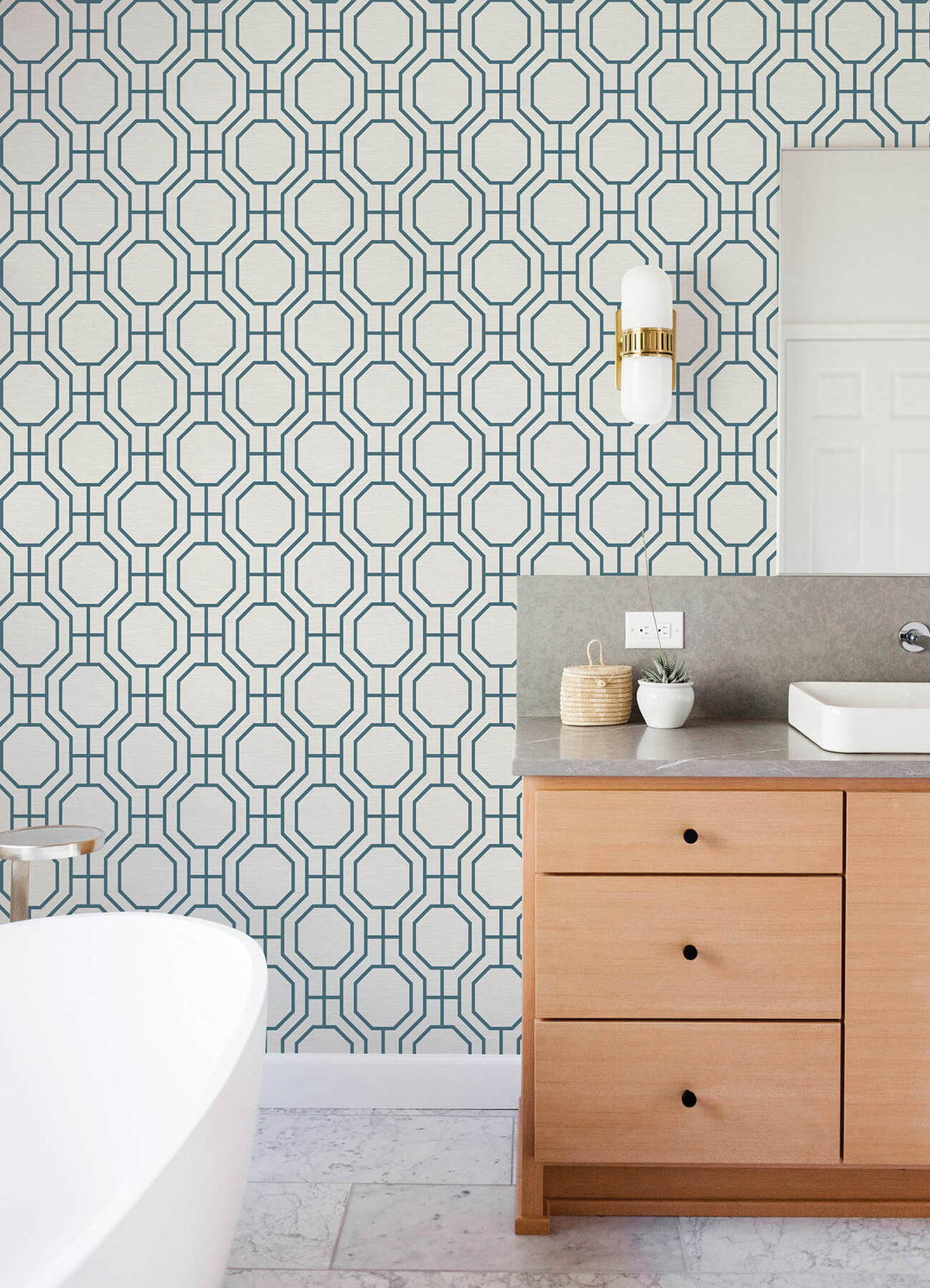 A Street Prints Terrace Manor Wallpaper Sample - Blue