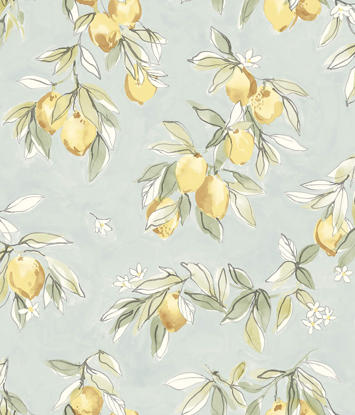 Chesapeake Wildflower Lemonade Wallpaper Sample - Aqua