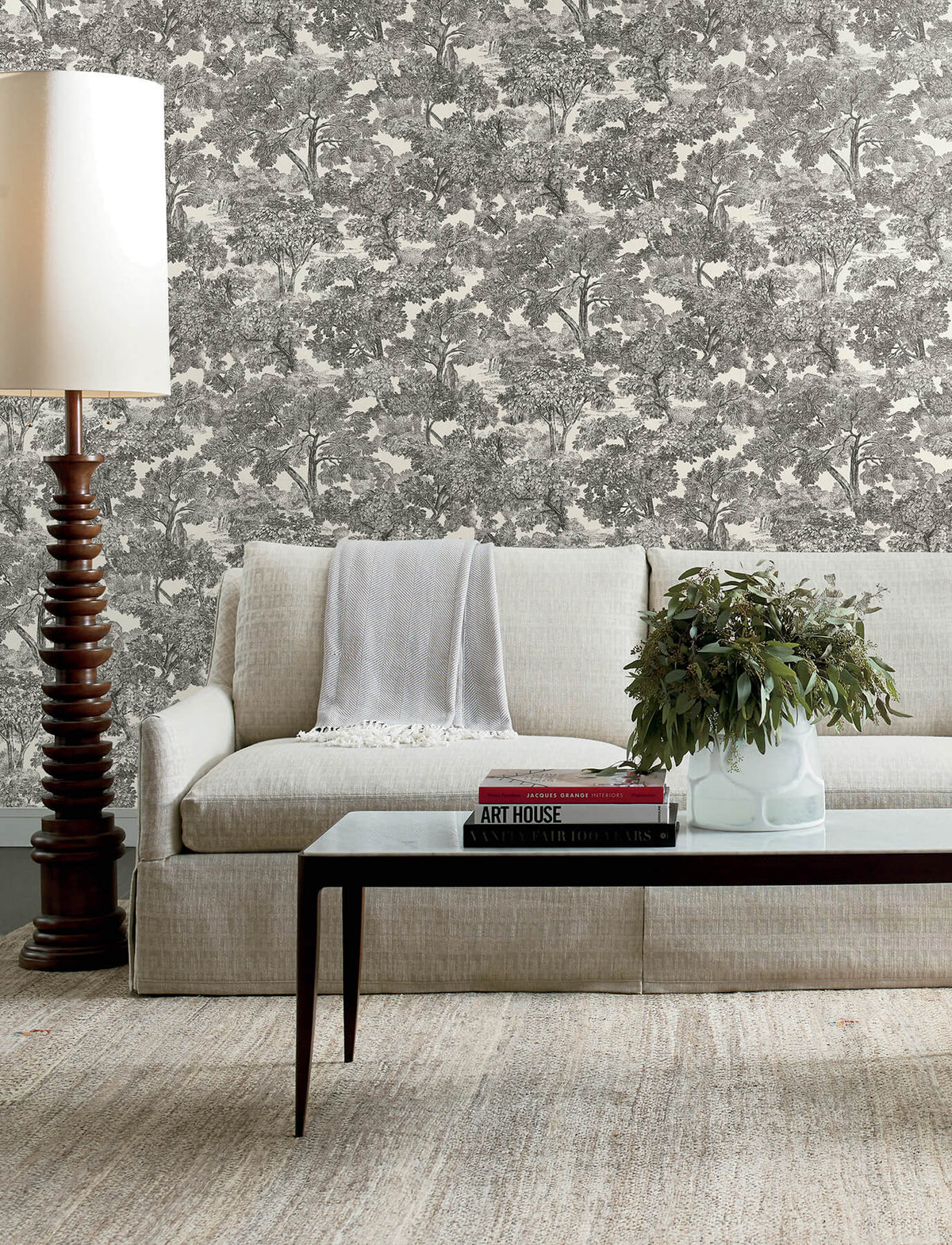 Chesapeake Wildflower Spinney Toile Wallpaper - Black