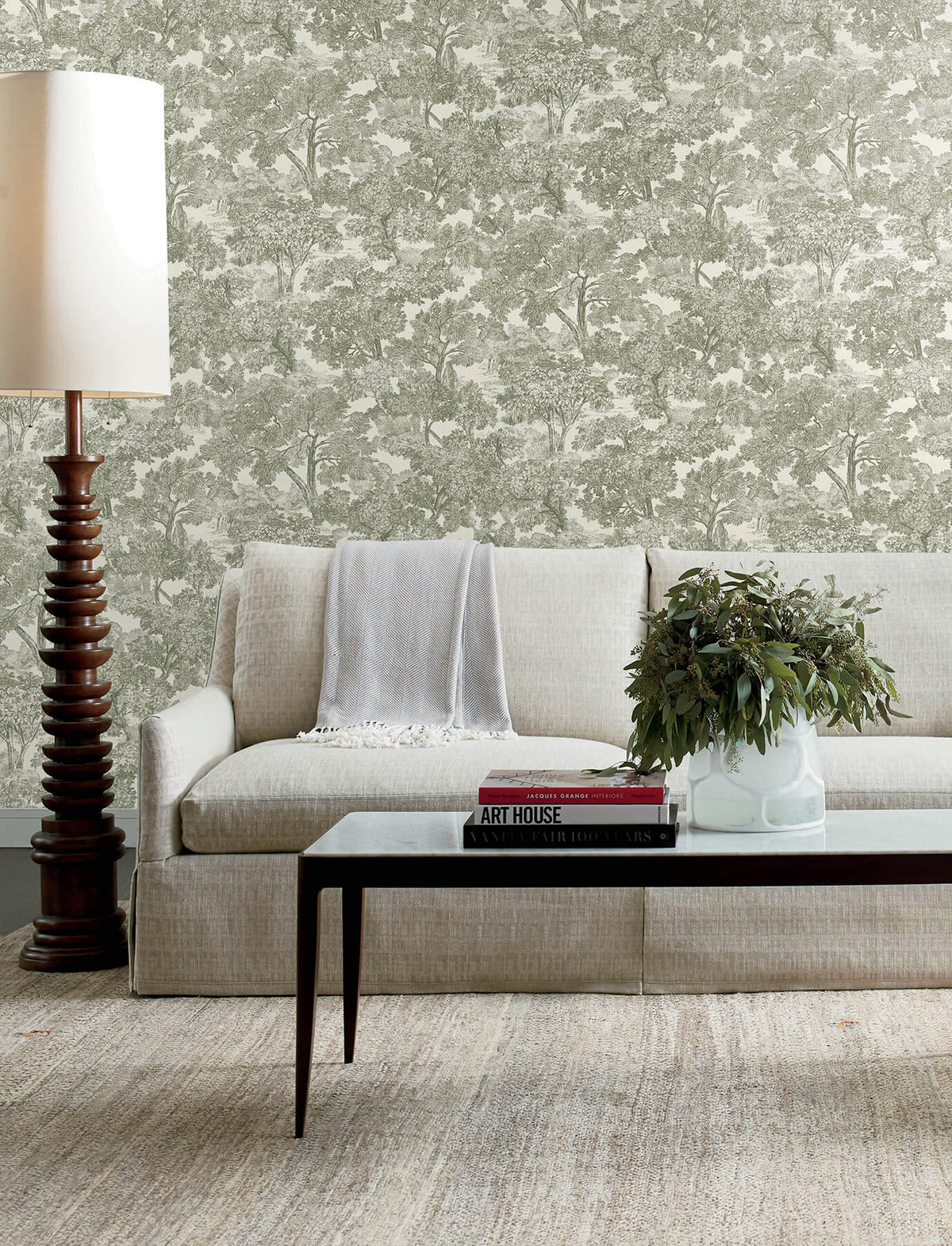 Chesapeake Wildflower Spinney Toile Wallpaper Sample - Green