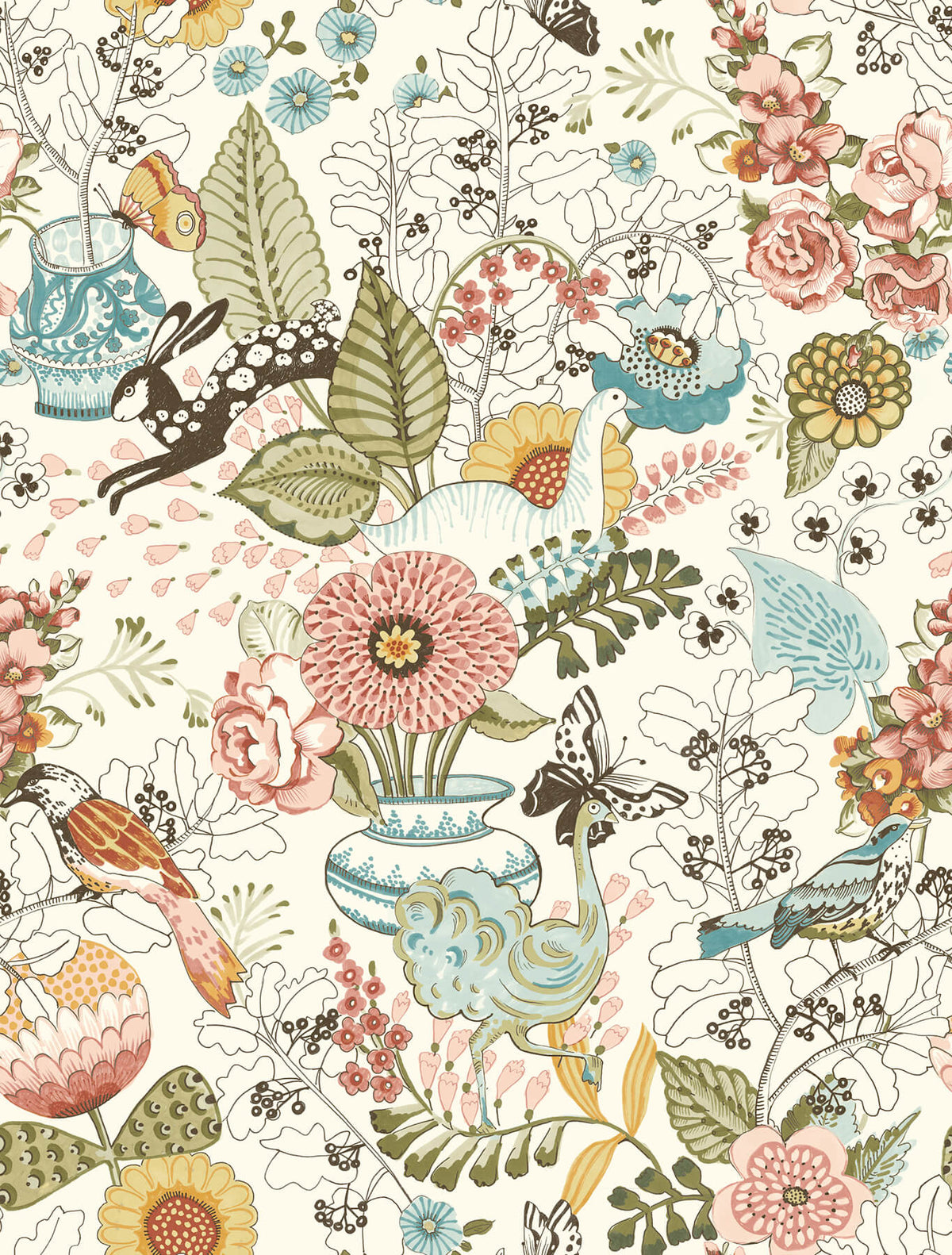 A Street Prints Whimsy Fauna Wallpaper Sample - Pink