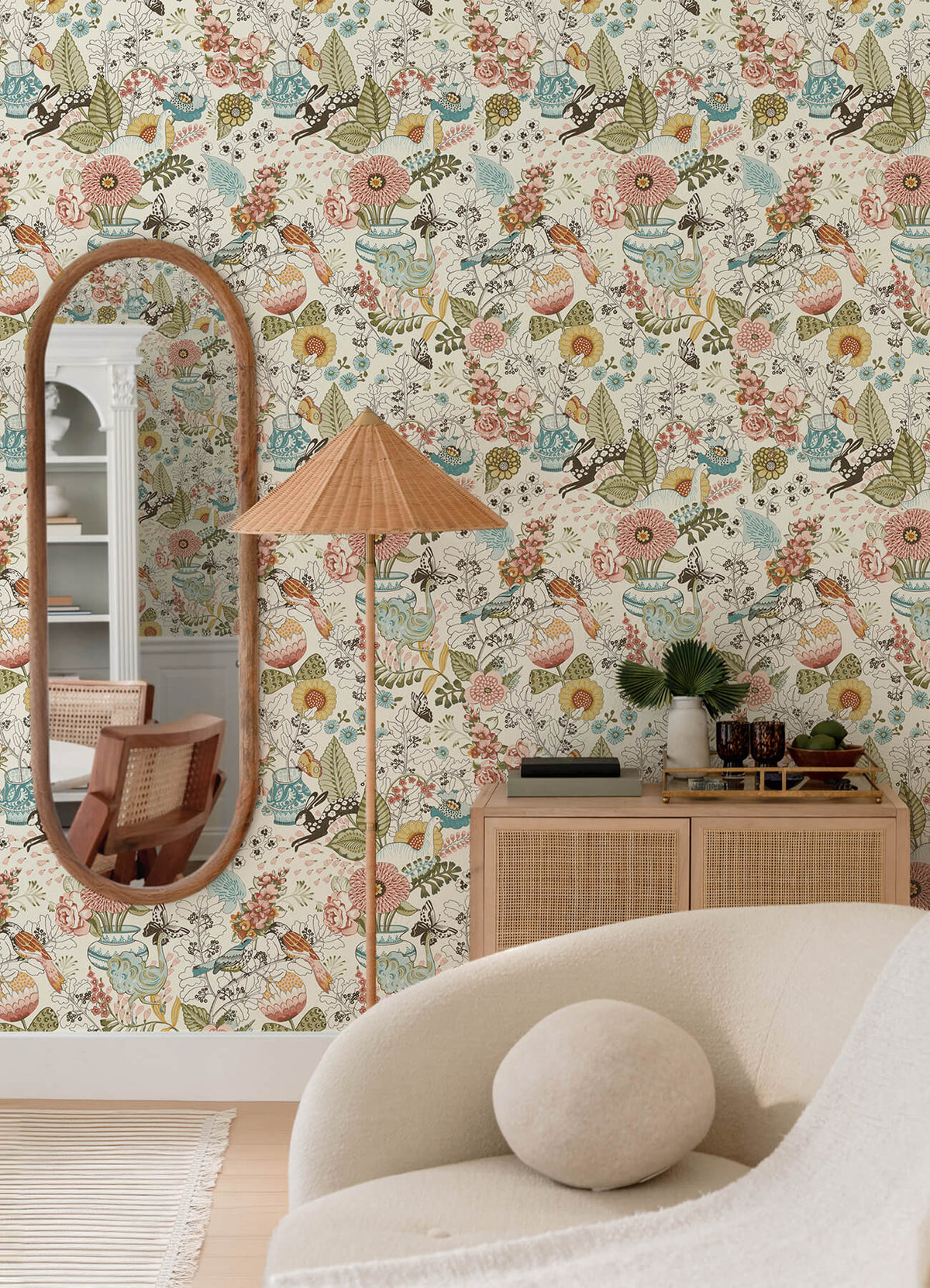 A Street Prints Whimsy Fauna Wallpaper Sample - Pink