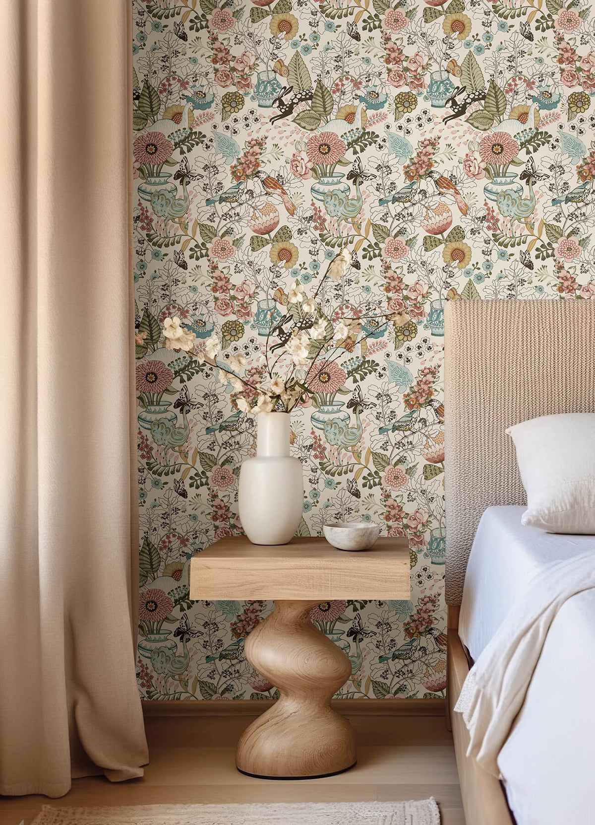 A Street Prints Whimsy Fauna Wallpaper Sample - Pink