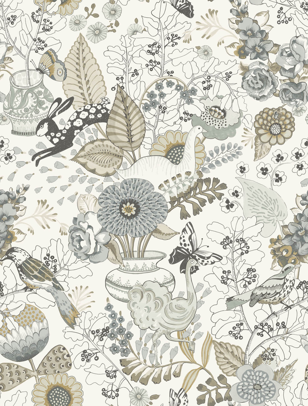 A Street Prints Whimsy Fauna Wallpaper Sample - Neutral