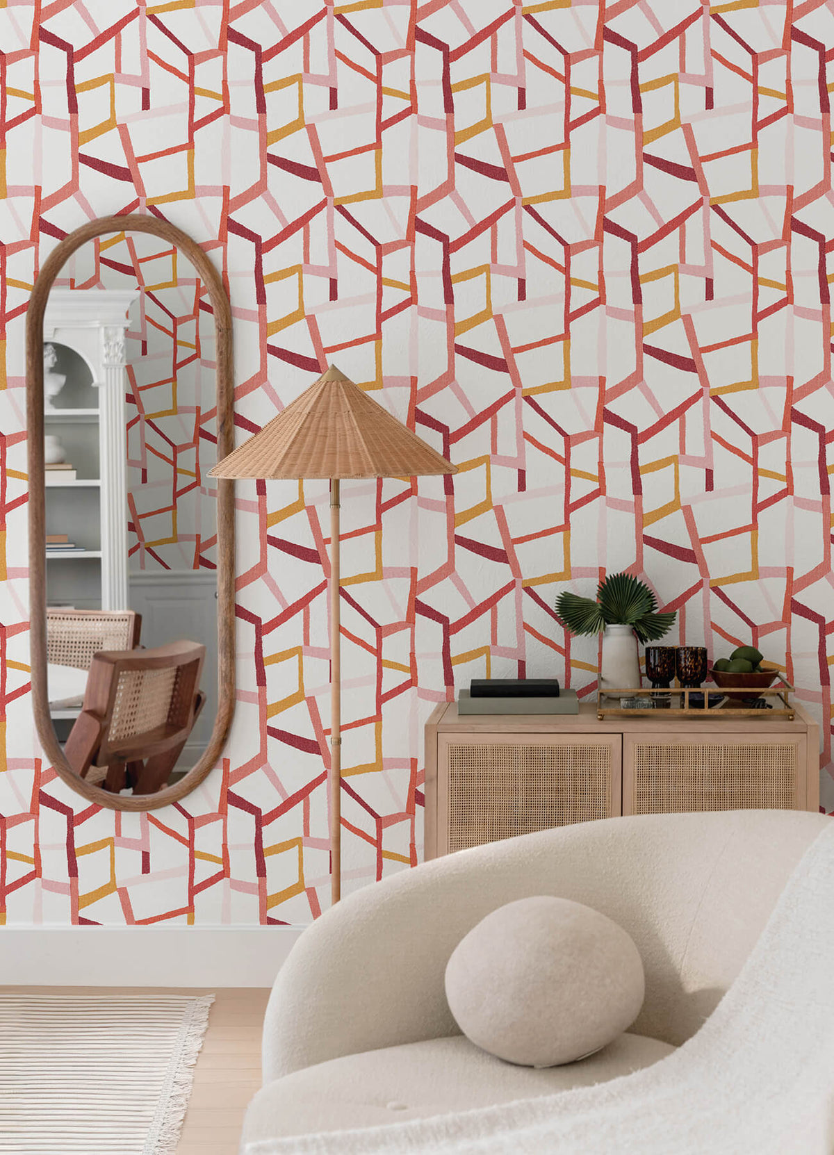A Street Prints Whimsy Tate Geometric Wallpaper Sample - Pink