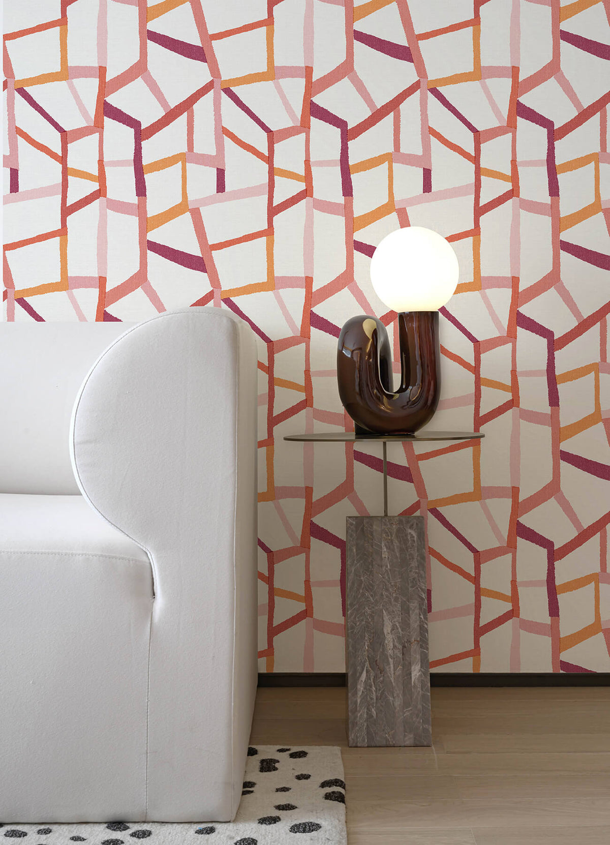 A Street Prints Whimsy Tate Geometric Wallpaper Sample - Pink