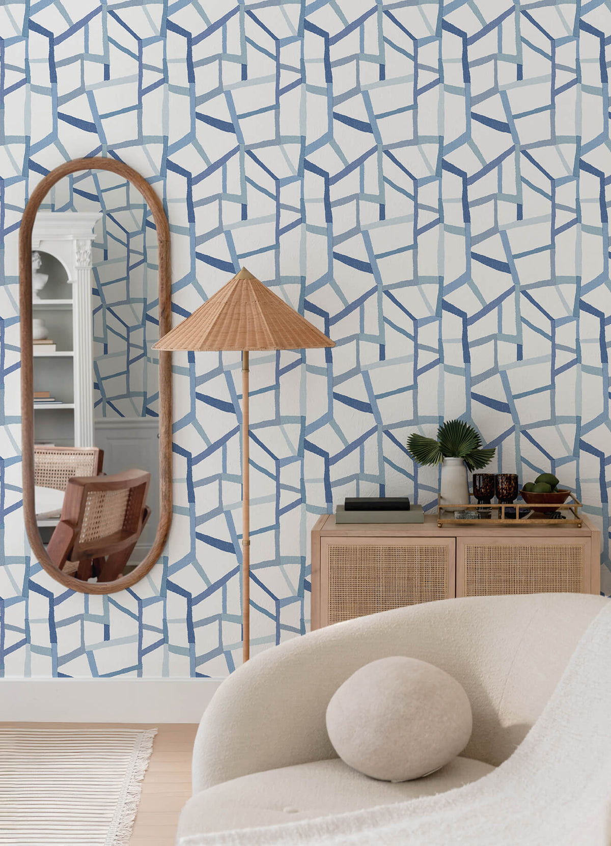 A Street Prints Whimsy Tate Geometric Wallpaper Sample - Blue