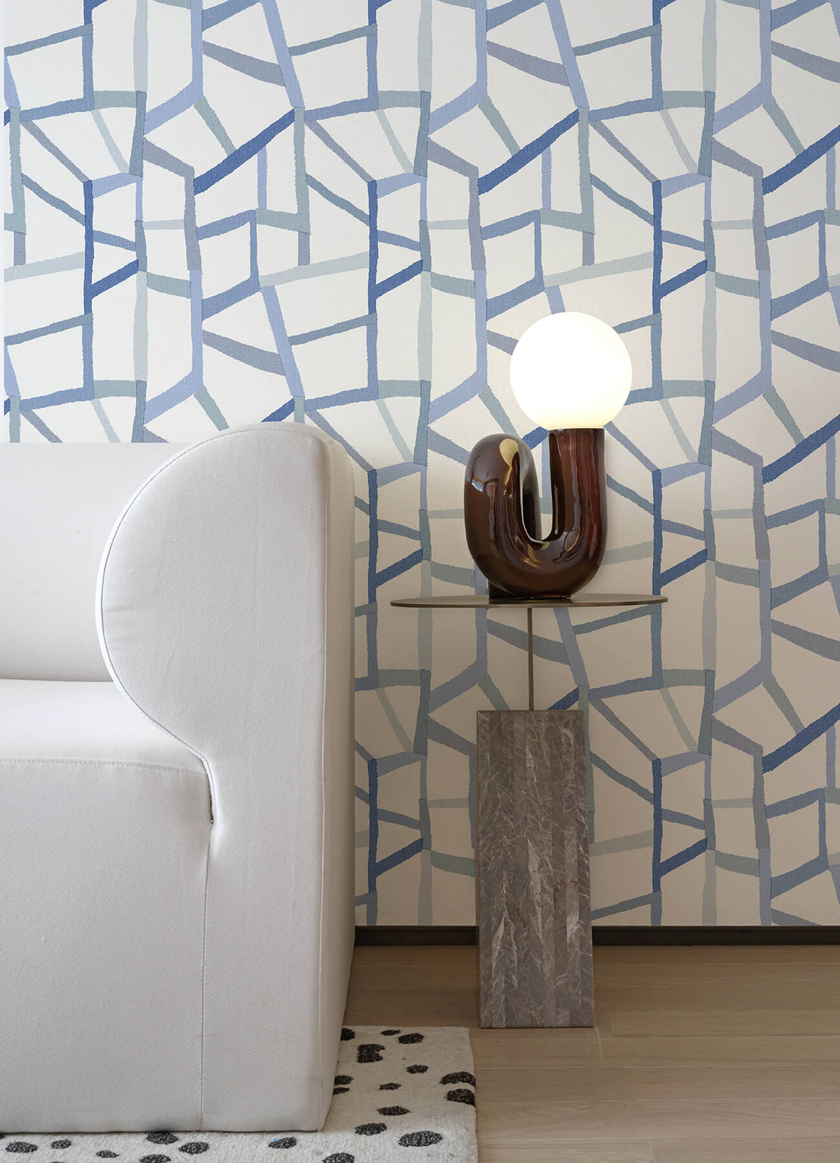 A Street Prints Whimsy Tate Geometric Wallpaper Sample - Blue