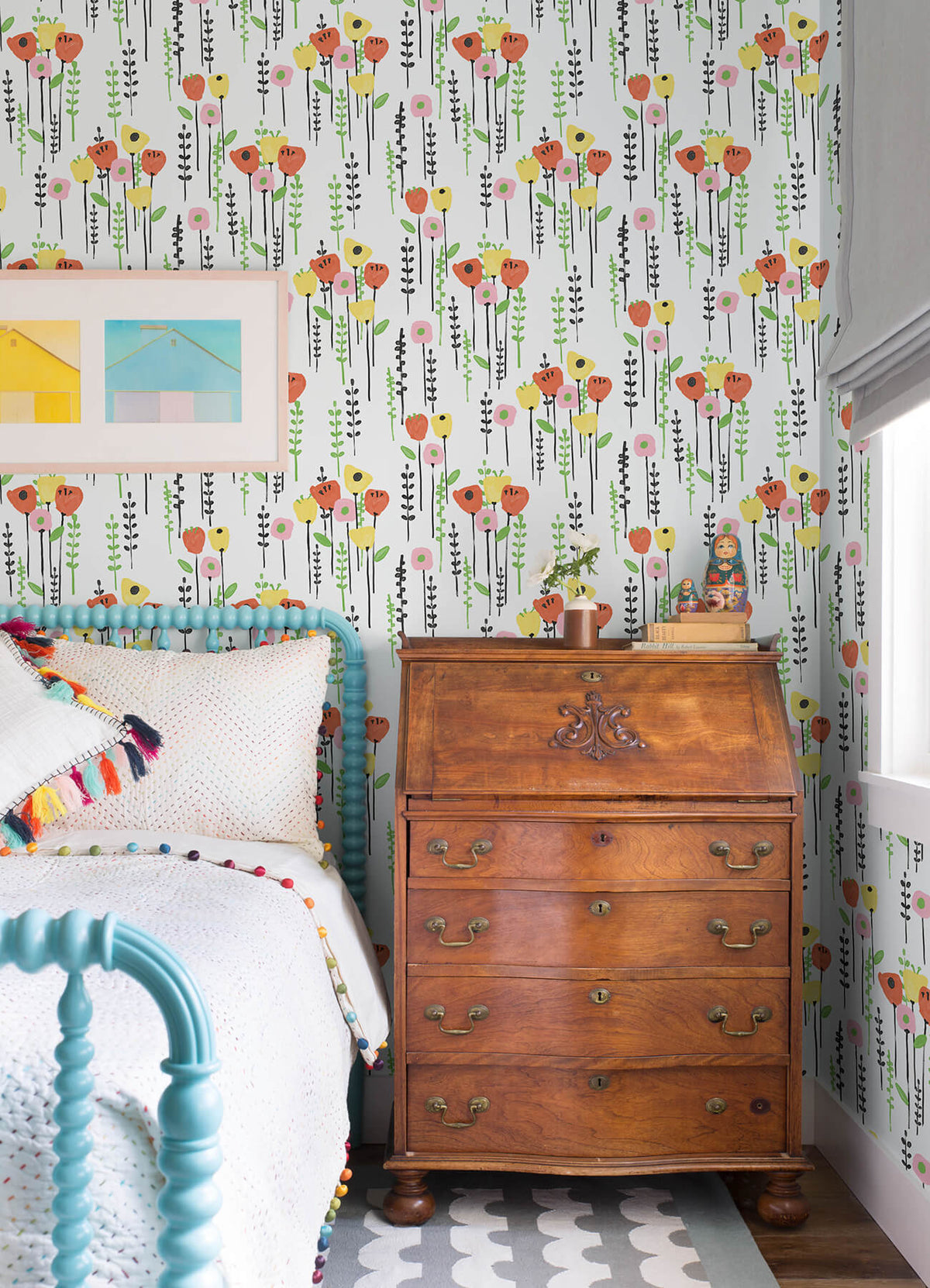 A Street Prints Whimsy Mabel Floral Wallpaper Sample - Yellow