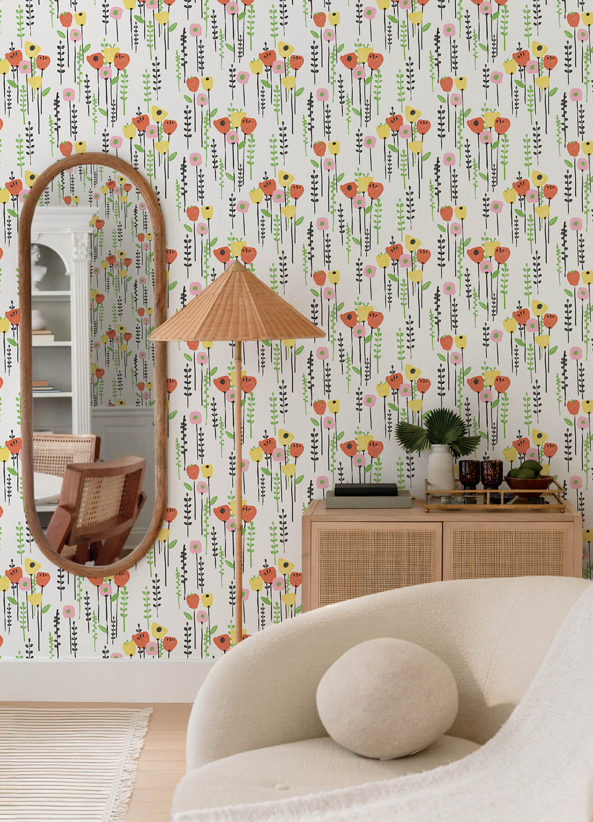 A Street Prints Whimsy Mabel Floral Wallpaper Sample - Yellow