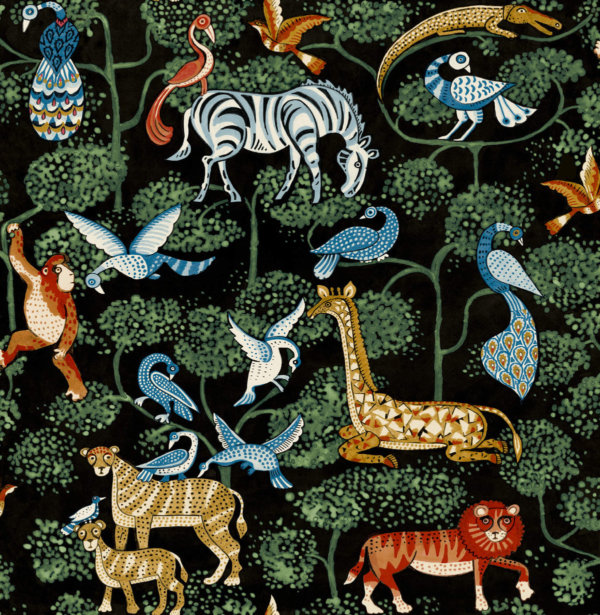 A Street Prints Whimsy Rigby Jungle Wallpaper Sample - Multicolor