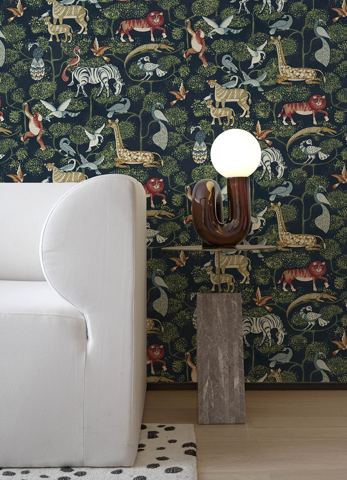 A Street Prints Whimsy Rigby Jungle Wallpaper Sample - Navy