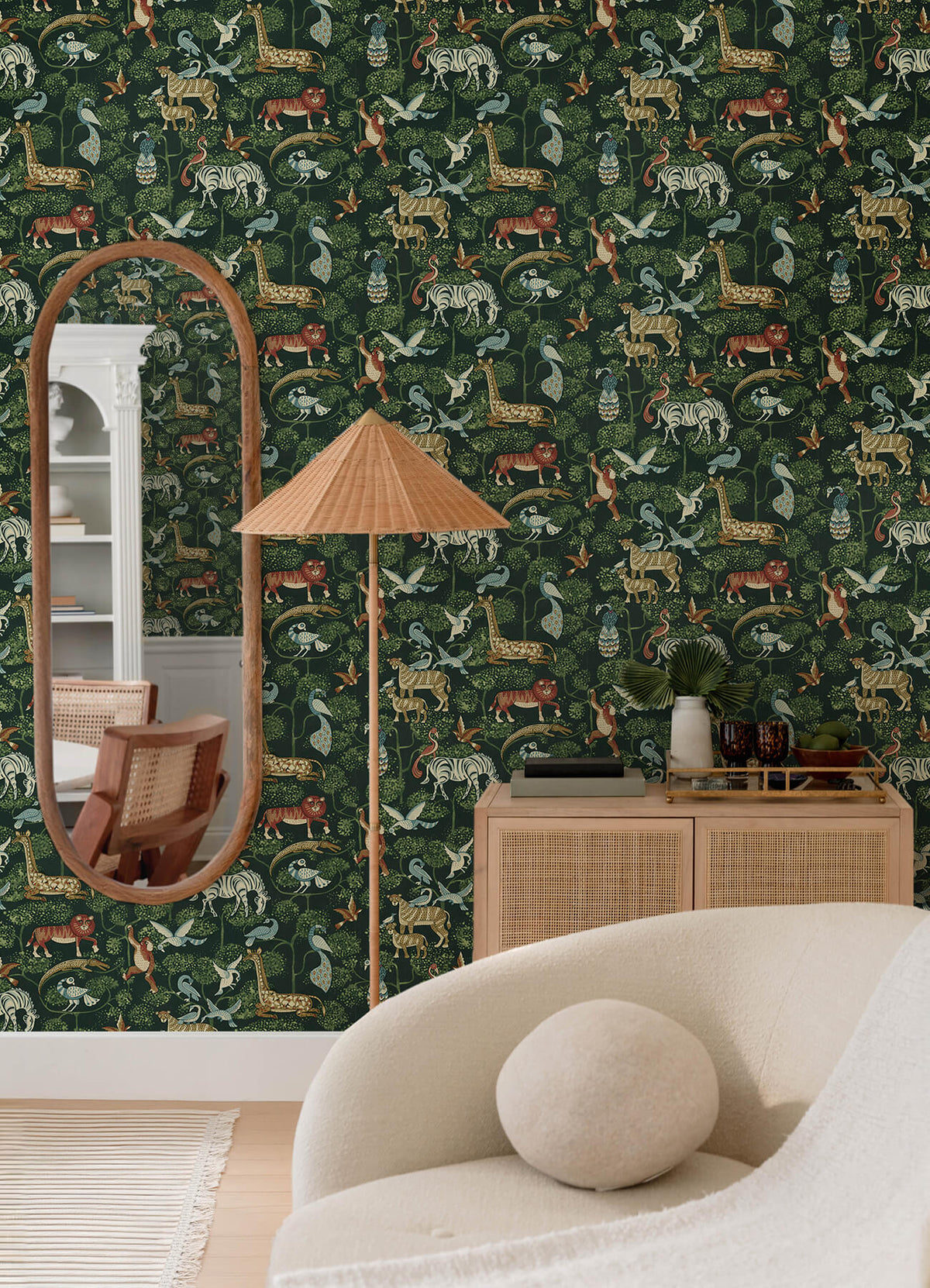 A Street Prints Whimsy Rigby Jungle Wallpaper Sample - Green
