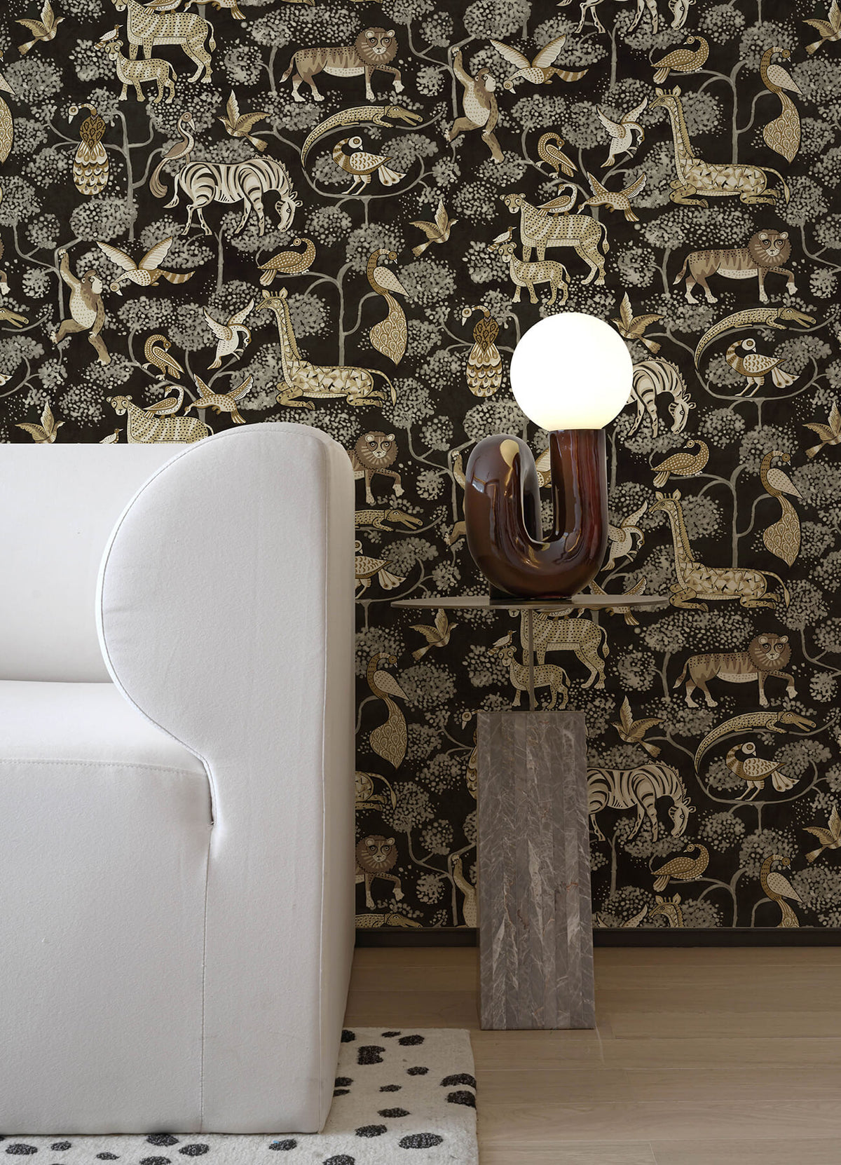 A Street Prints Whimsy Rigby Jungle Wallpaper Sample - Black