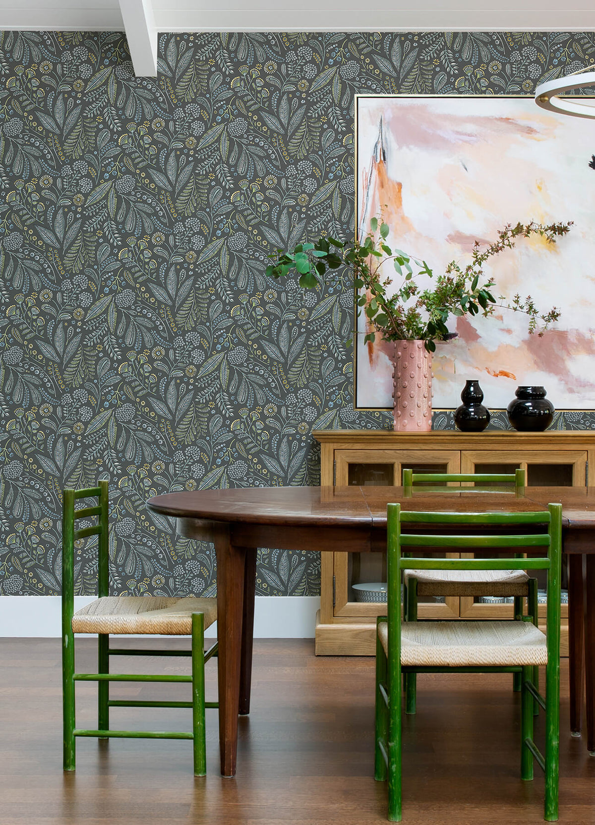 A Street Prints Whimsy Briar Floral Wallpaper Sample - Grey