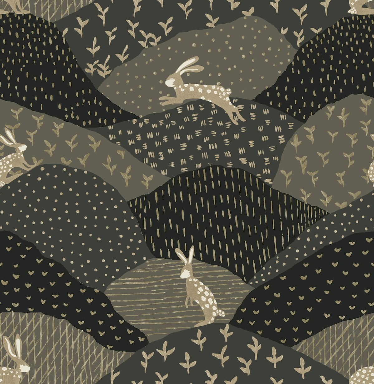 A Street Prints Whimsy Peter Rabbit Wallpaper Sample - Black