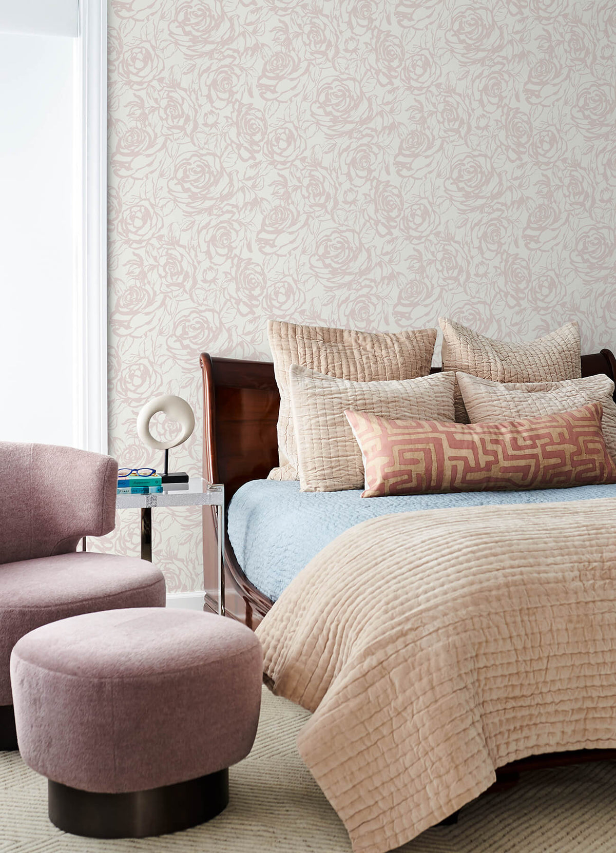 A Street Prints Whimsy Nelda Wallpaper Sample - Light Pink