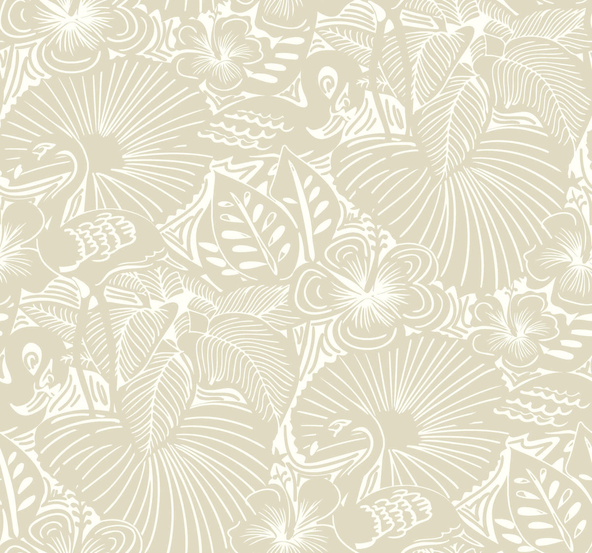 A-Street Prints Whimsy Idalia Flamingo Wallpaper - Beige