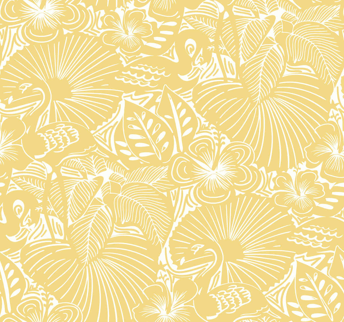 A-Street Prints Whimsy Idalia Flamingo Wallpaper - Yellow