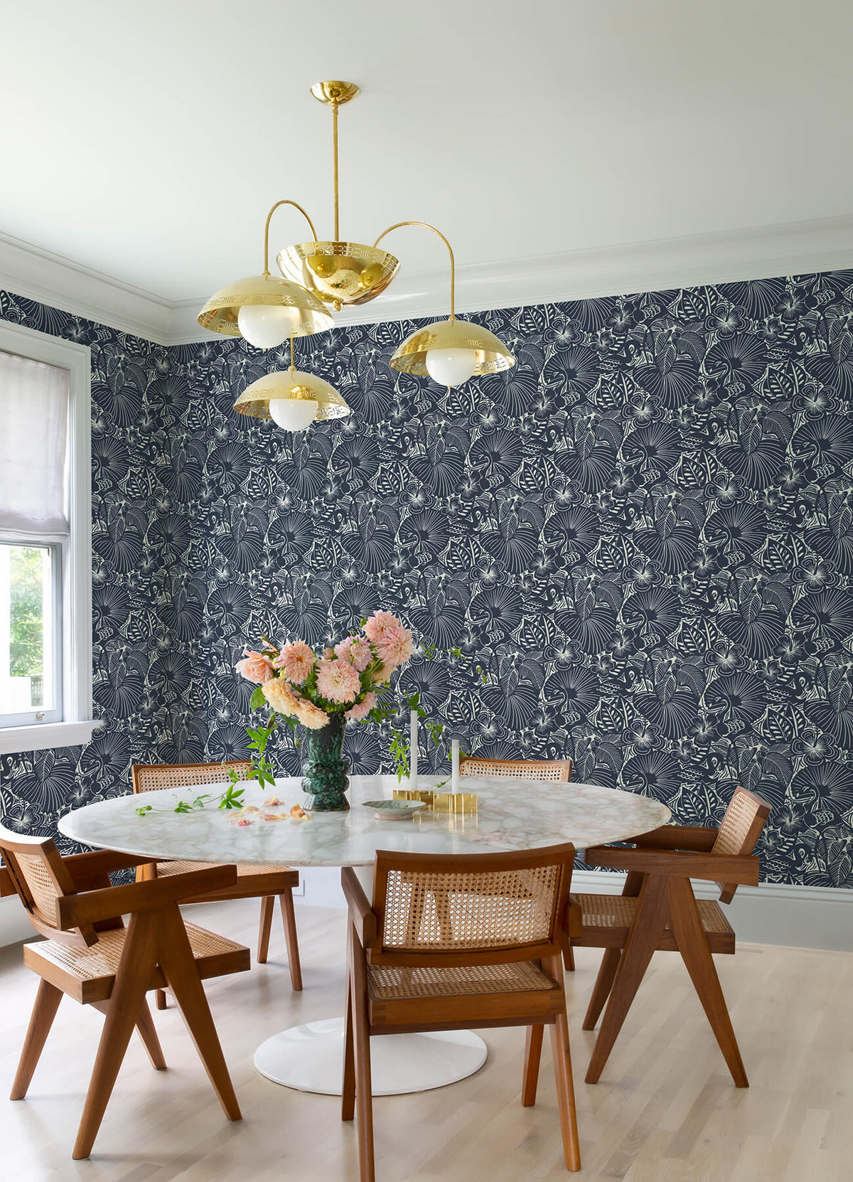 A Street Prints Whimsy Idalia Flamingo Wallpaper Sample - Navy