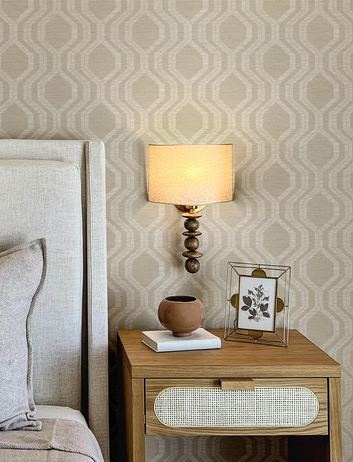 A-Street Prints Solace Burton Ogee Wallpaper - Neutral