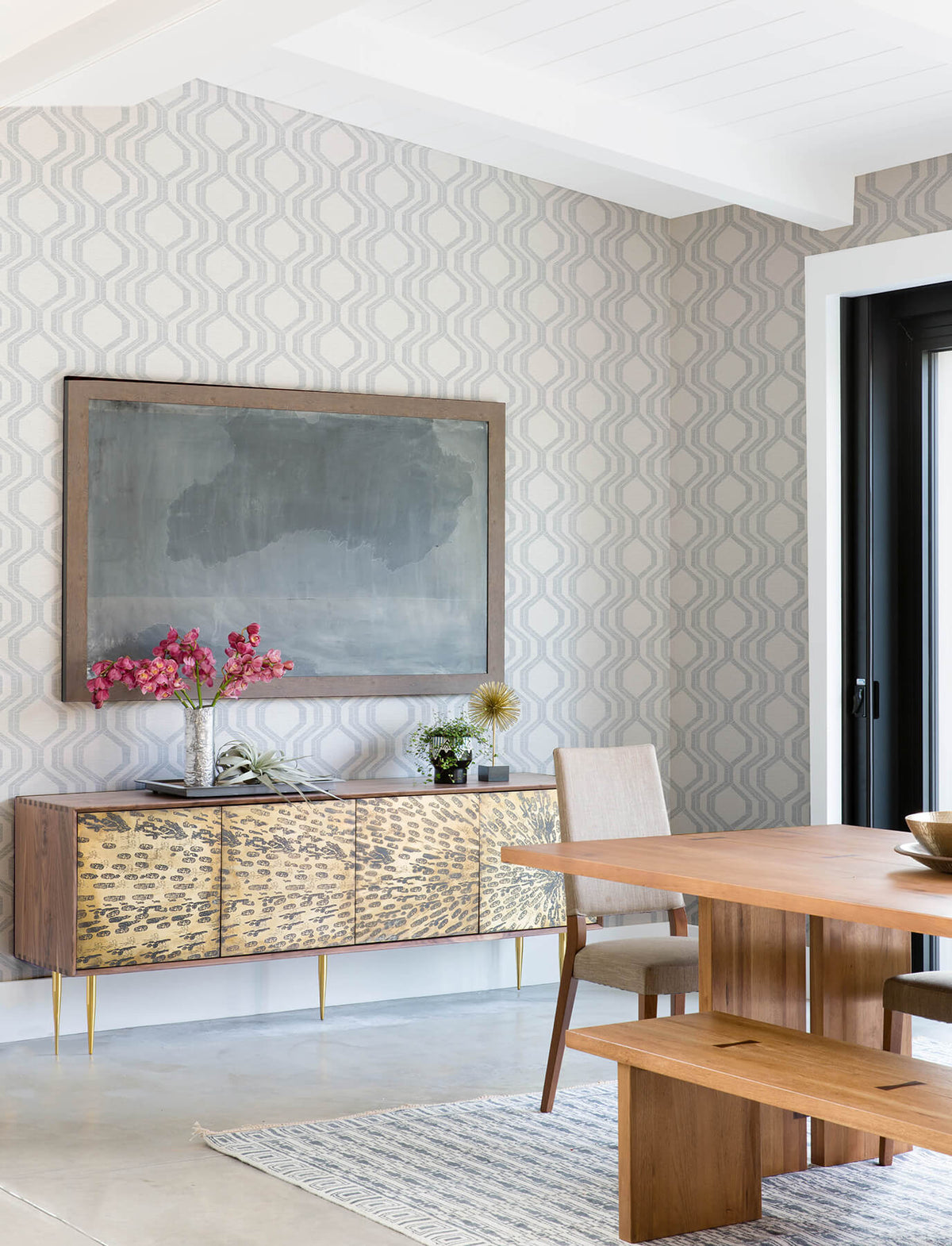 A Street Prints Solace Burton Ogee Wallpaper Sample - Silver