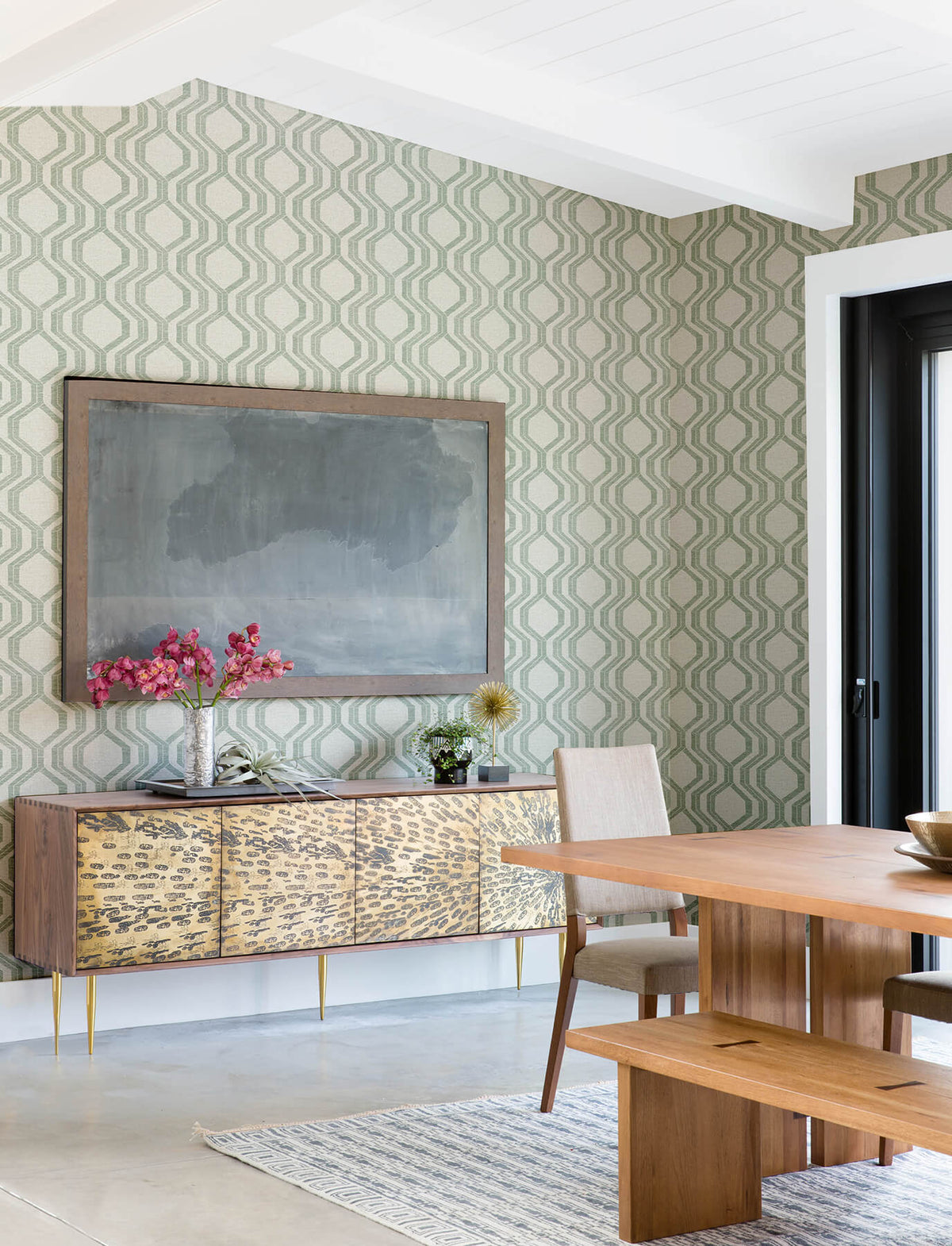 A-Street Prints Solace Burton Ogee Wallpaper - Green