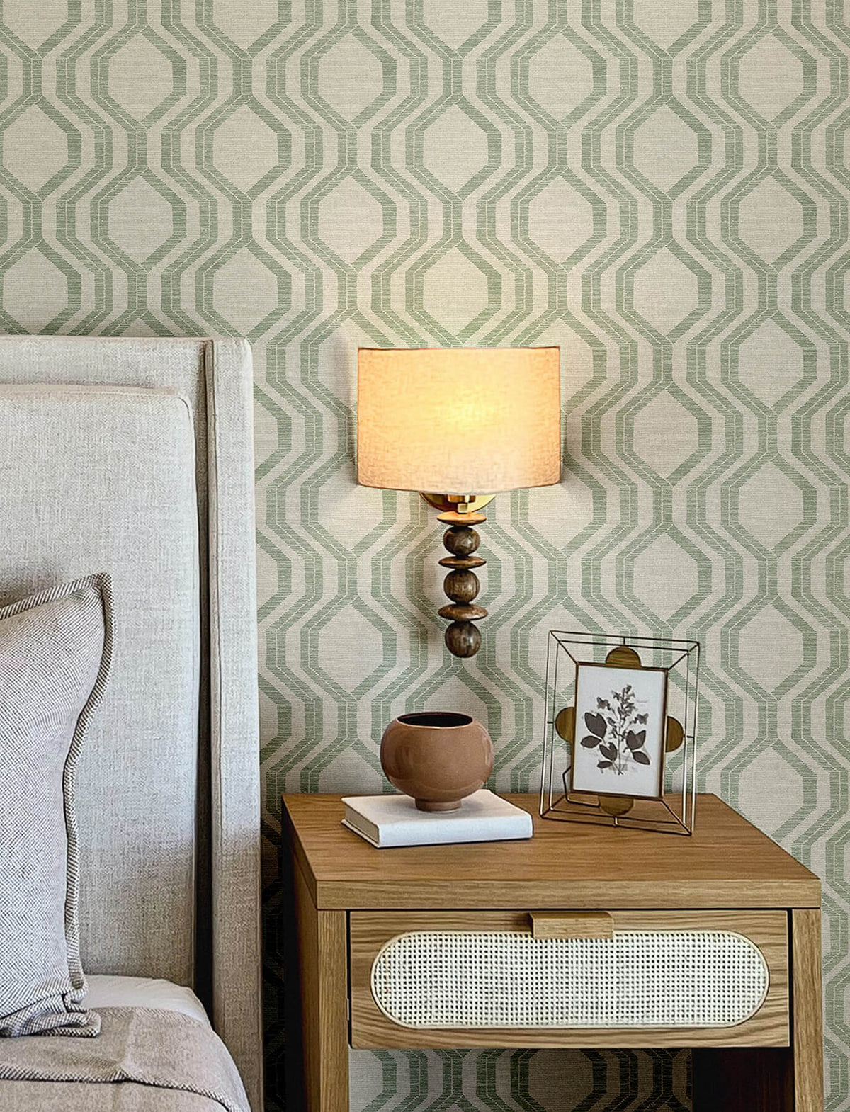 A-Street Prints Solace Burton Ogee Wallpaper - Green