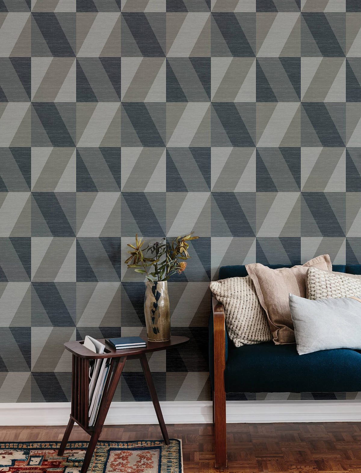 A Street Prints Solace Winslow Geometric Wallpaper Sample - Slate