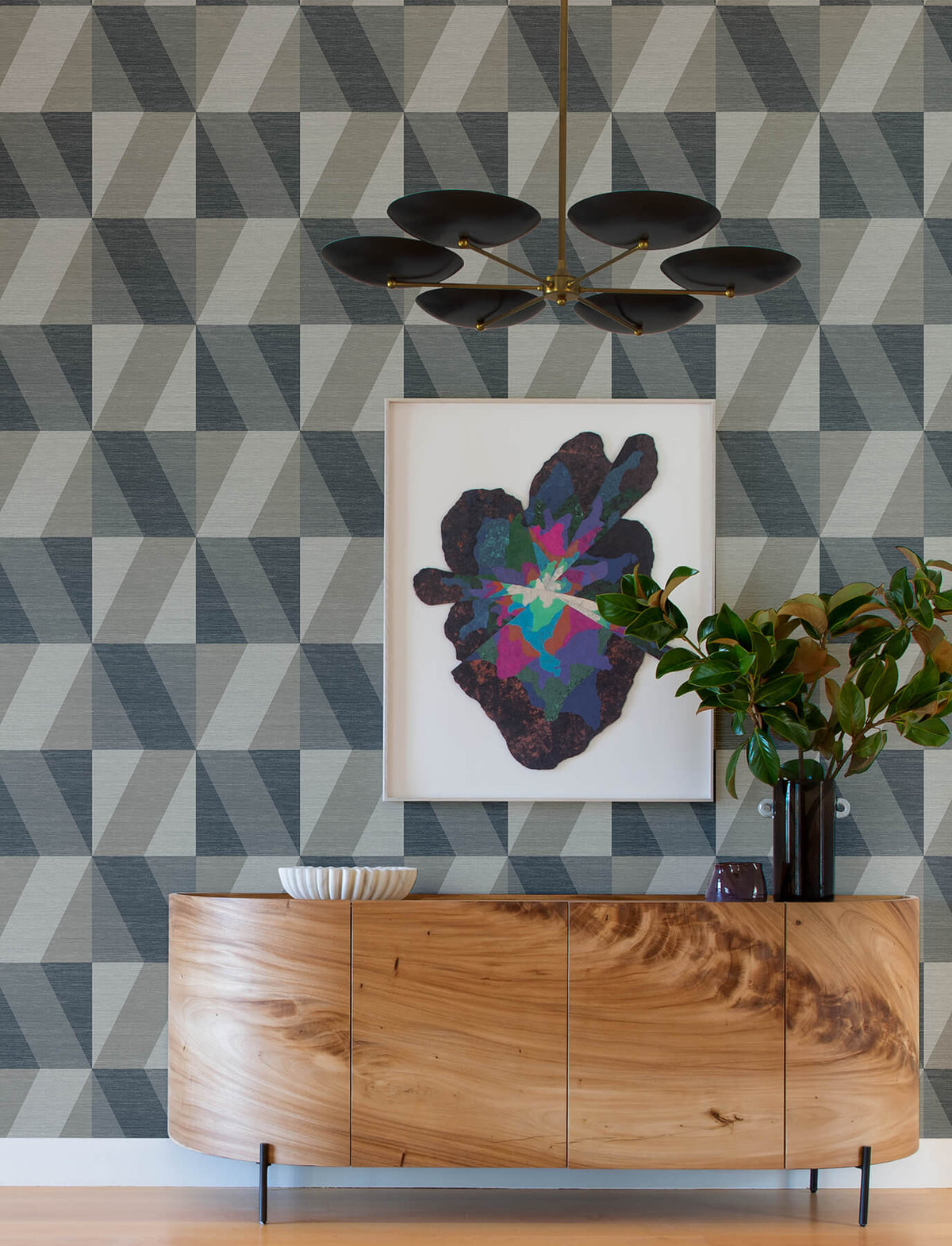 A Street Prints Solace Winslow Geometric Wallpaper Sample - Slate