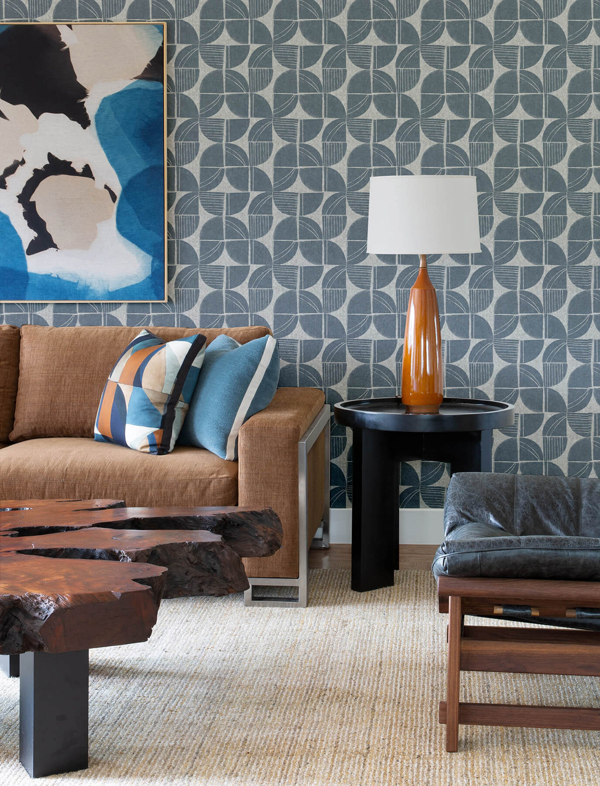 A-Street Prints Solace Baxter Mosaic Wallpaper - Denim