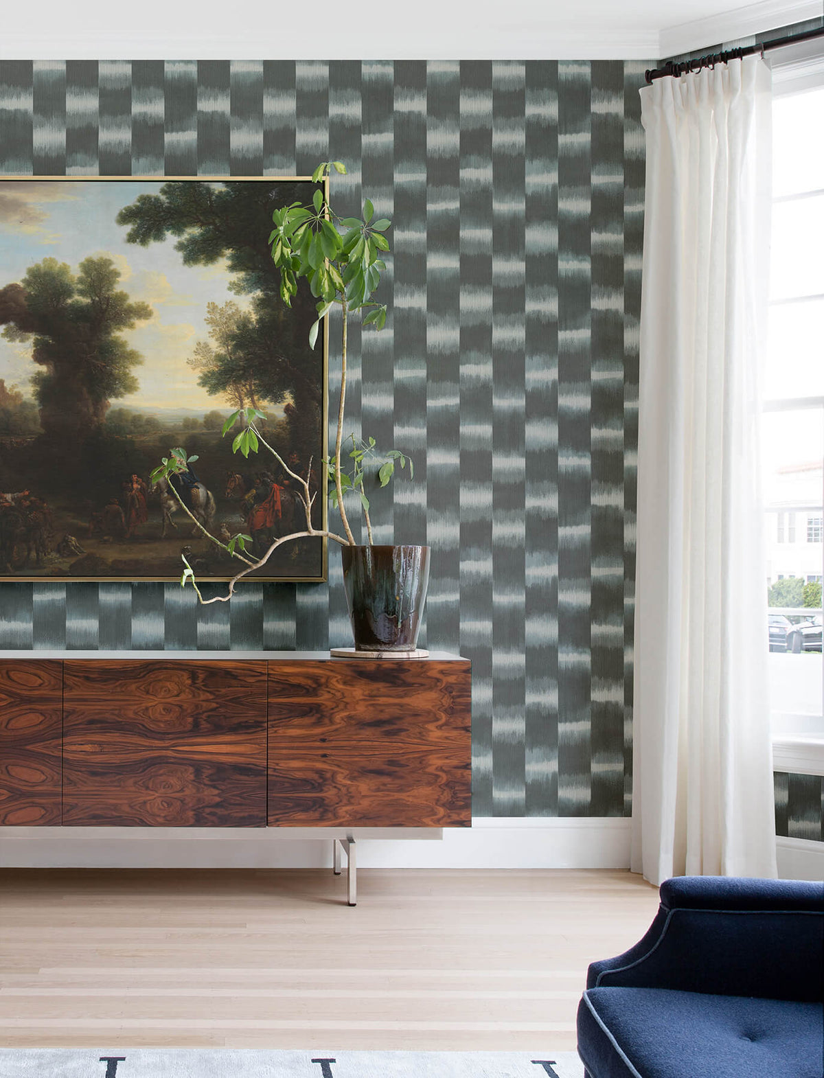 A-Street Prints Solace Baldwin Stripe Wallpaper - Slate