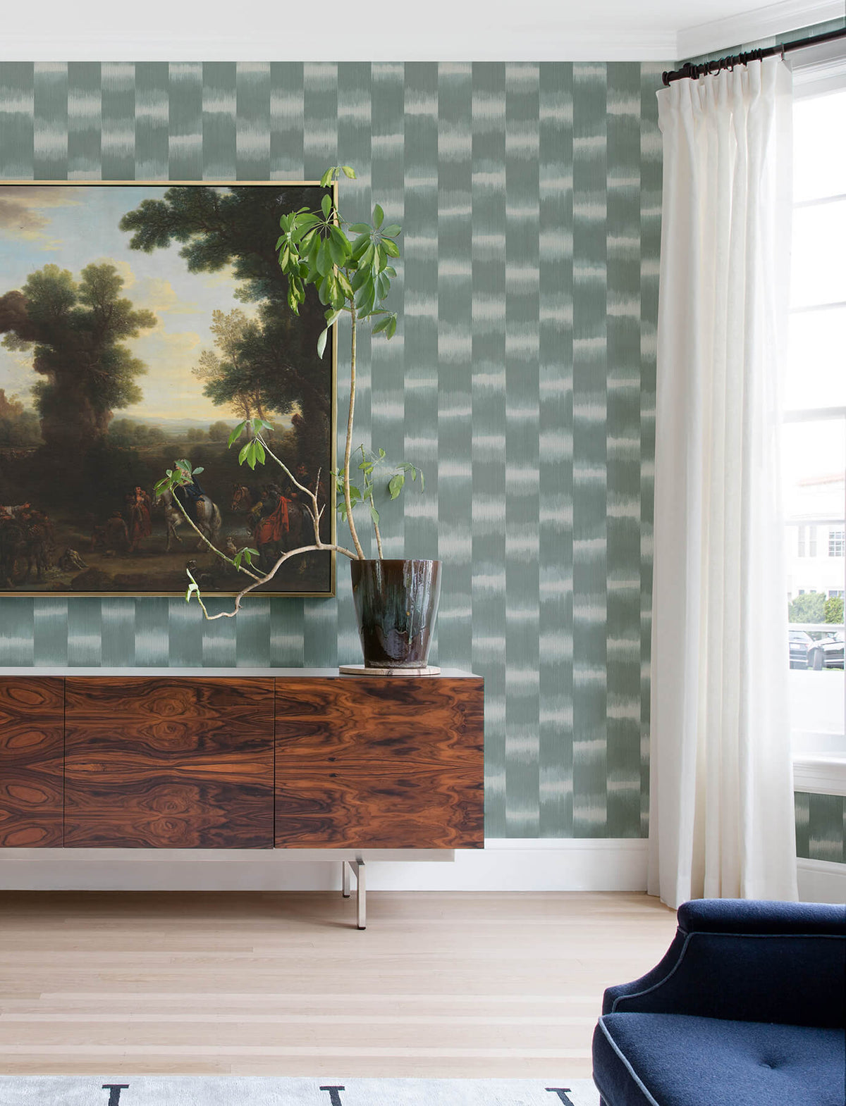 A-Street Prints Solace Baldwin Stripe Wallpaper - Teal