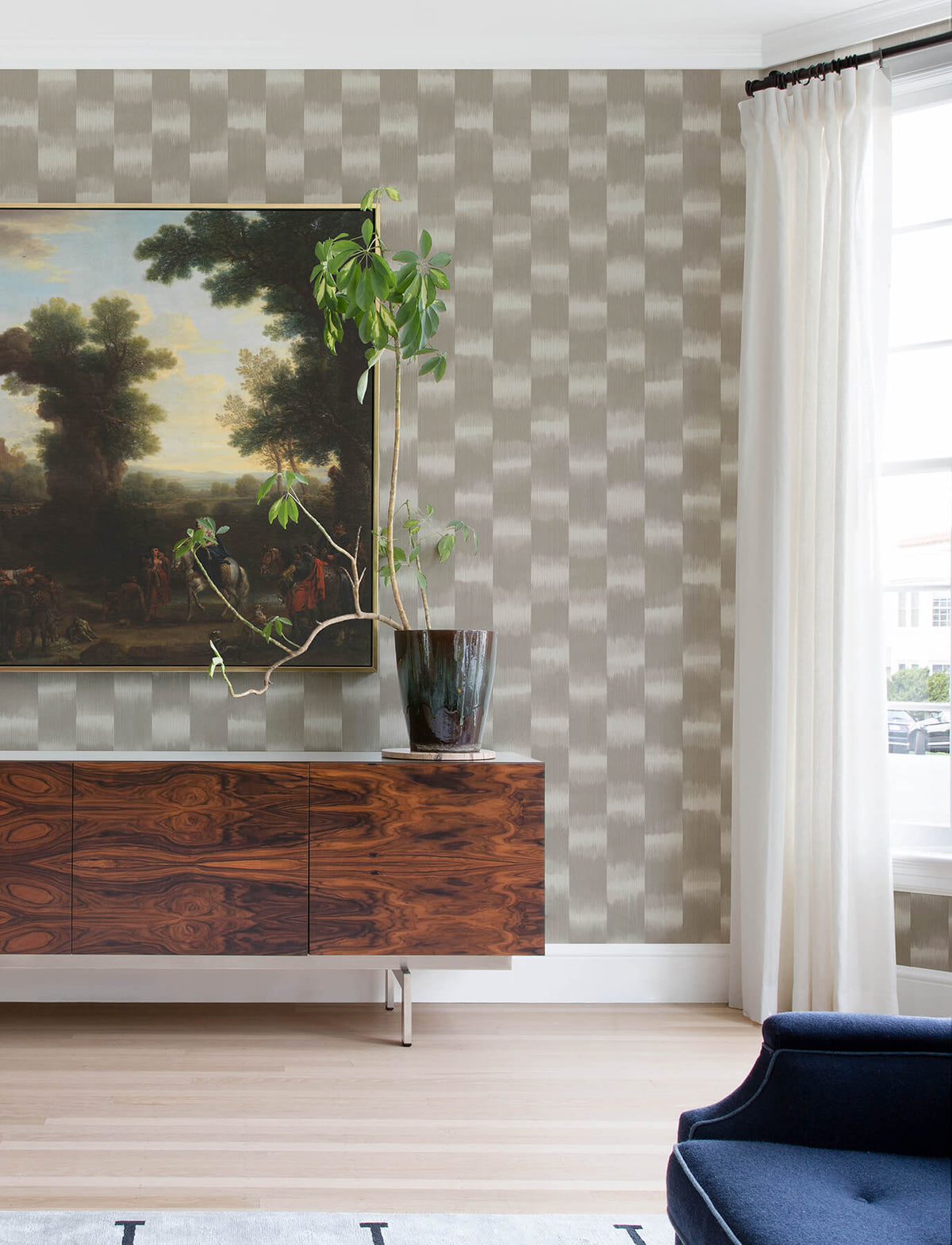 A-Street Prints Solace Baldwin Stripe Wallpaper - Taupe