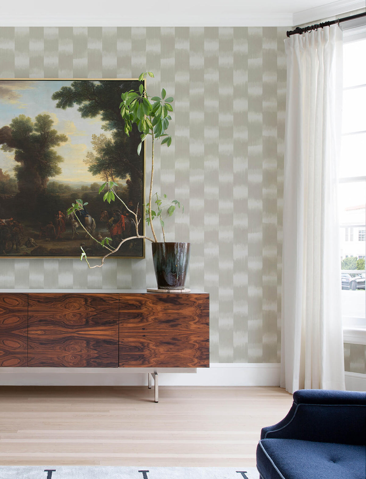 A-Street Prints Solace Baldwin Stripe Wallpaper - Pearl