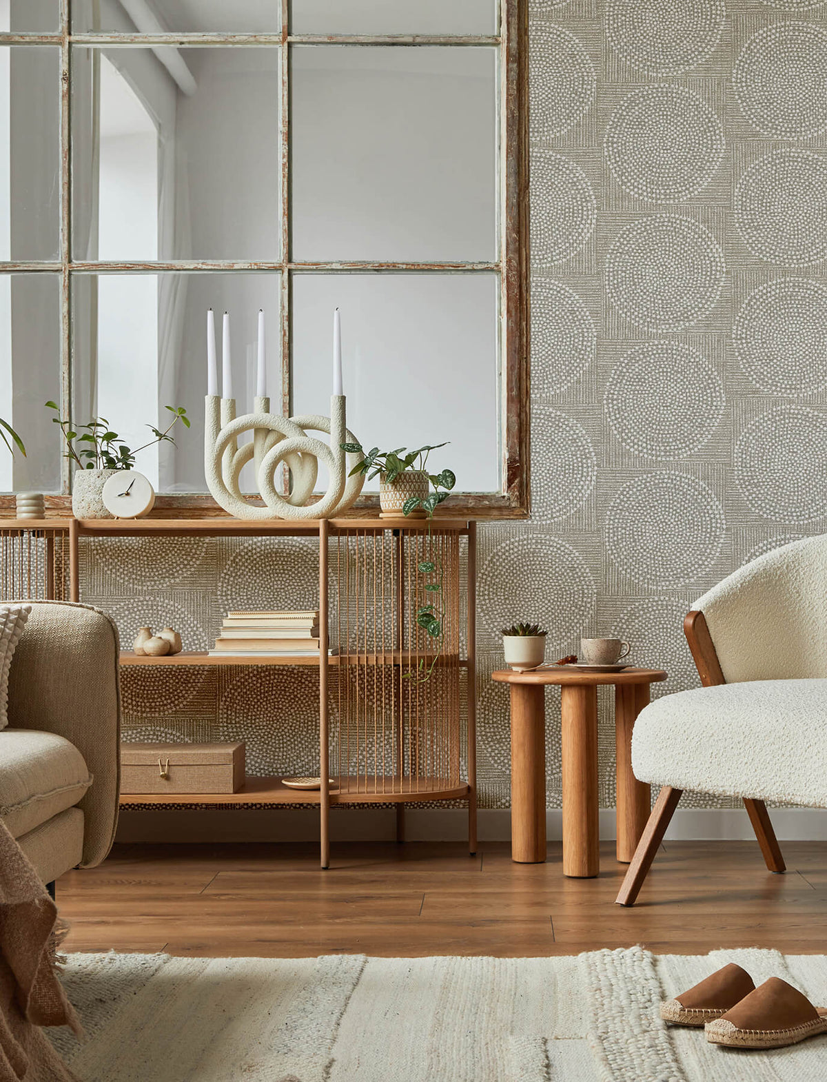 A Street Prints Solace Salma Medallion Wallpaper Sample - Beige