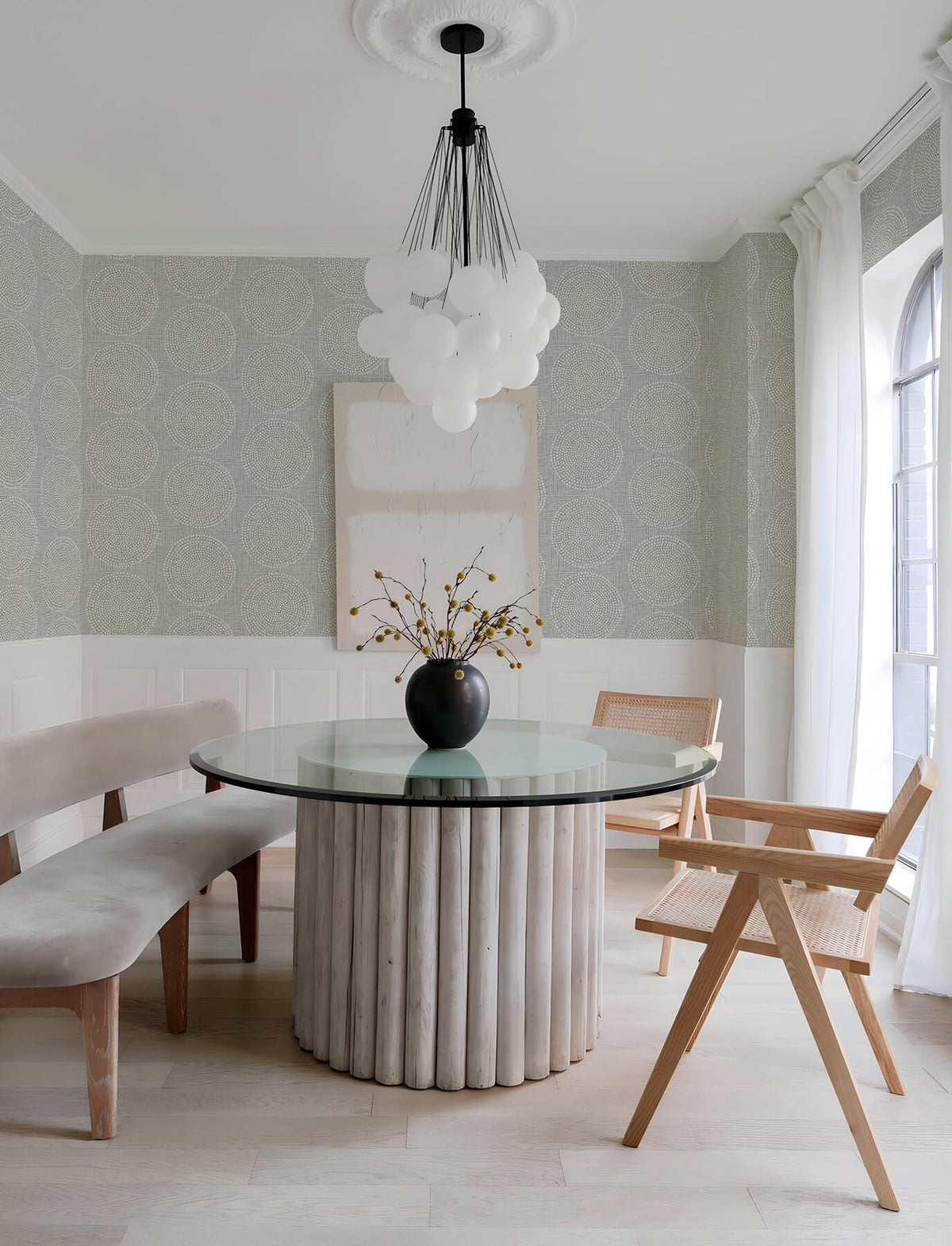 A Street Prints Solace Salma Medallion Wallpaper Sample - Grey
