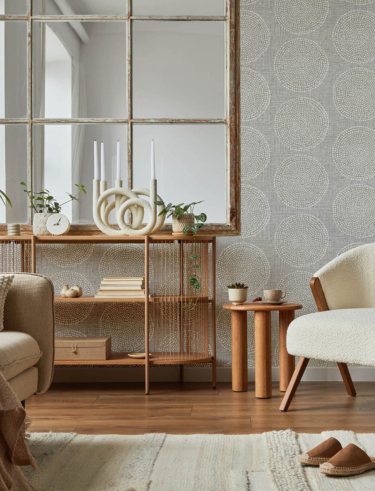 A Street Prints Solace Salma Medallion Wallpaper Sample - Grey