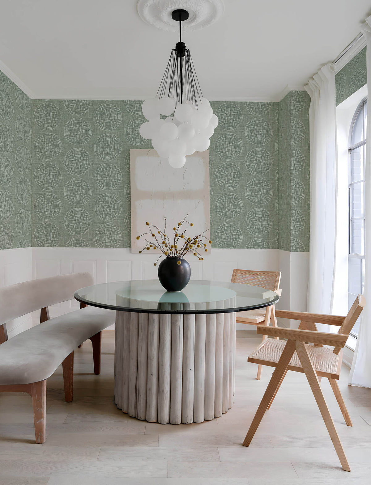 A Street Prints Solace Salma Medallion Wallpaper Sample - Sage