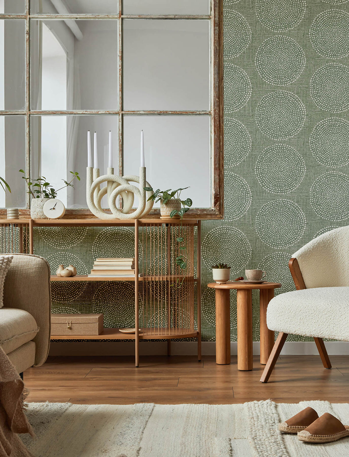 A Street Prints Solace Salma Medallion Wallpaper Sample - Sage