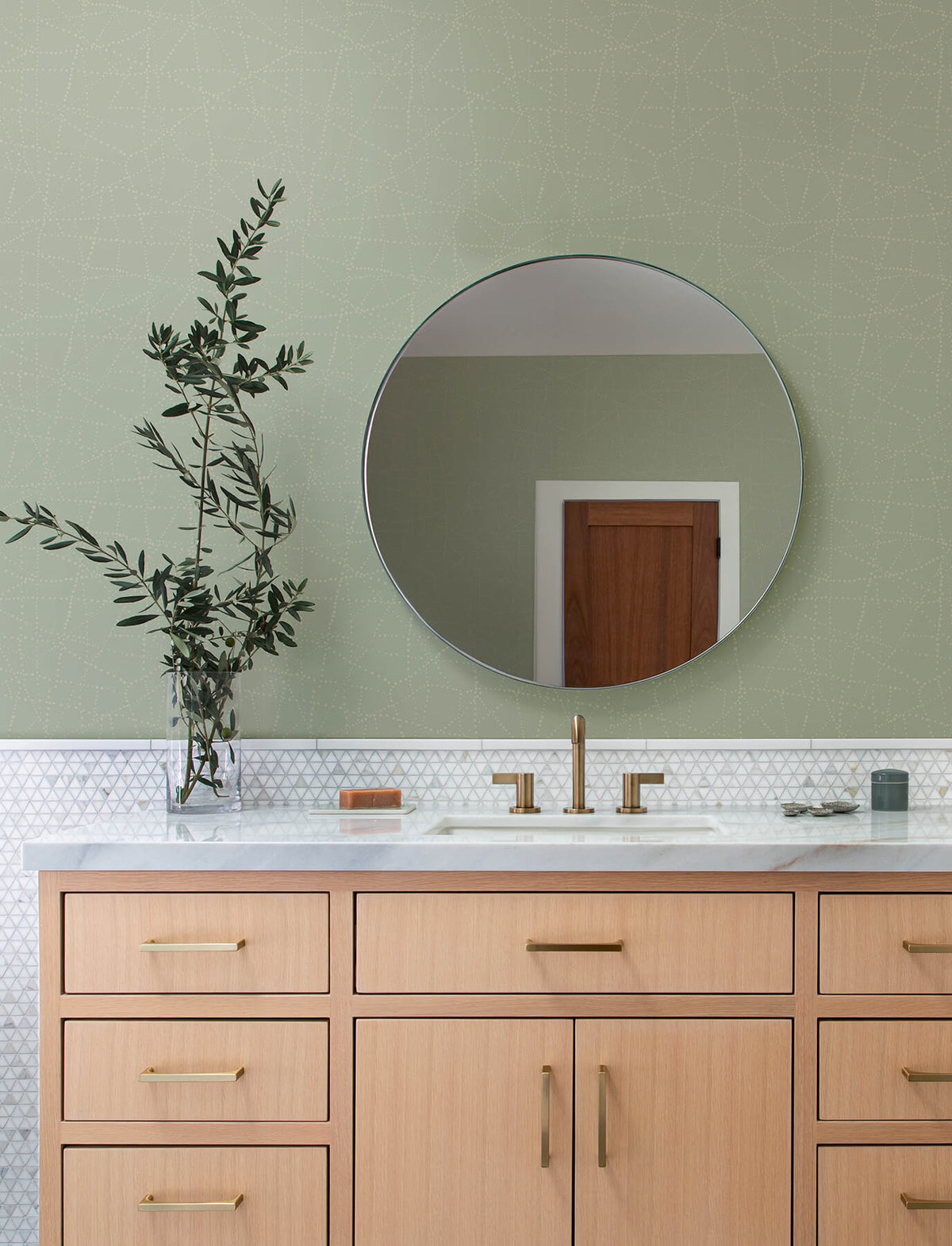 A-Street Prints Solace Alcott Dotted Wallpaper - Sage