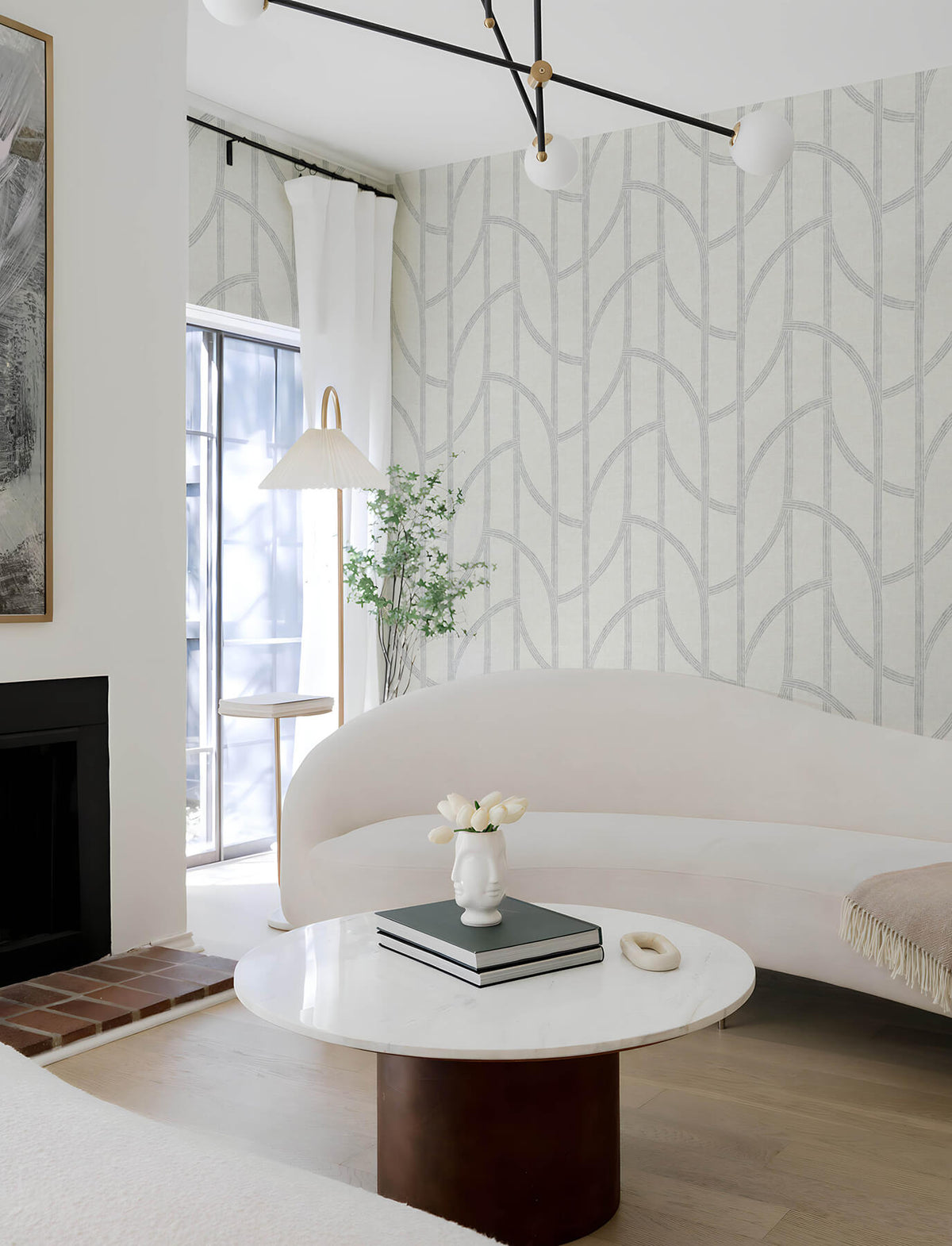 A Street Prints Solace Harlow Contours Wallpaper Sample - Silver
