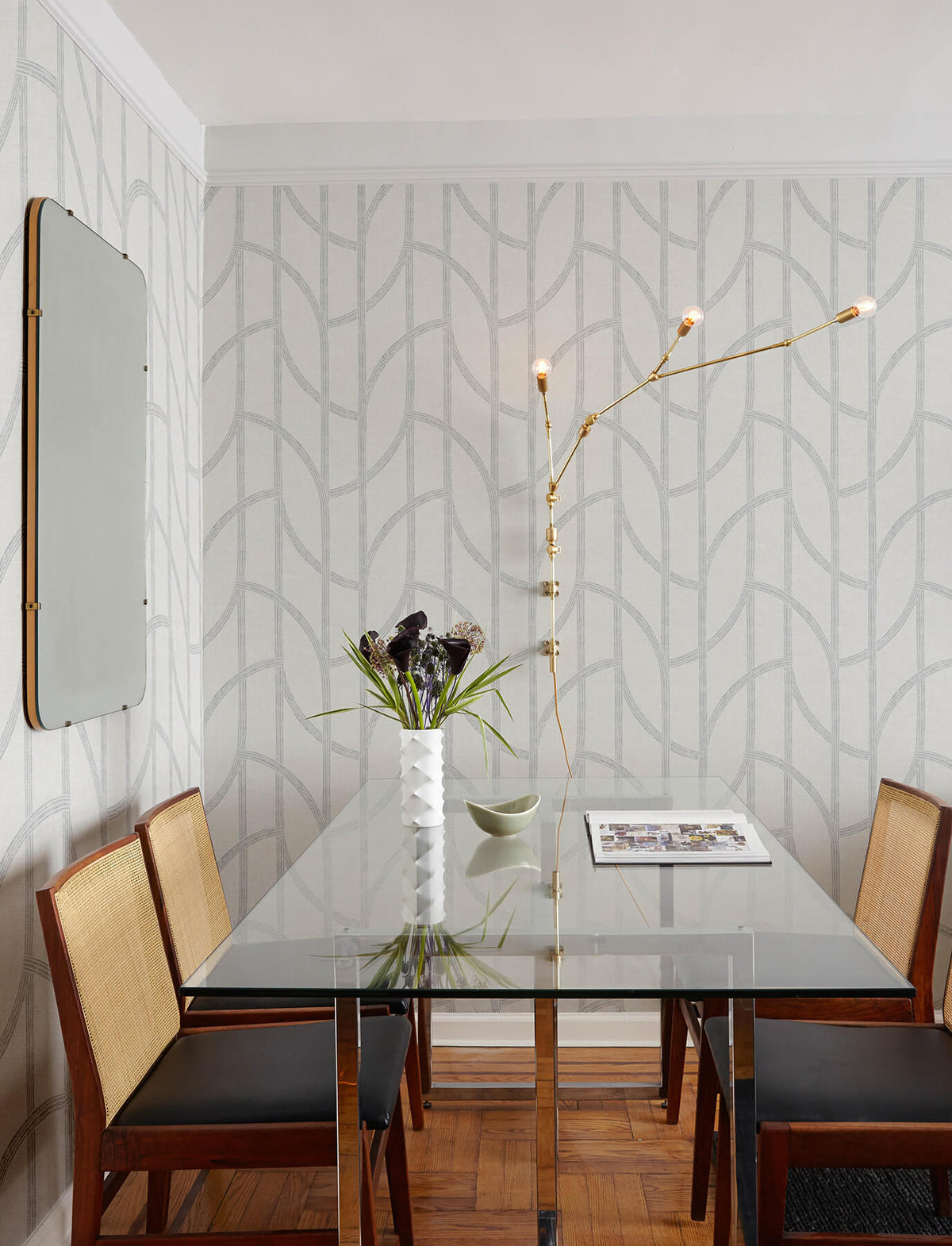 A Street Prints Solace Harlow Contours Wallpaper Sample - Silver