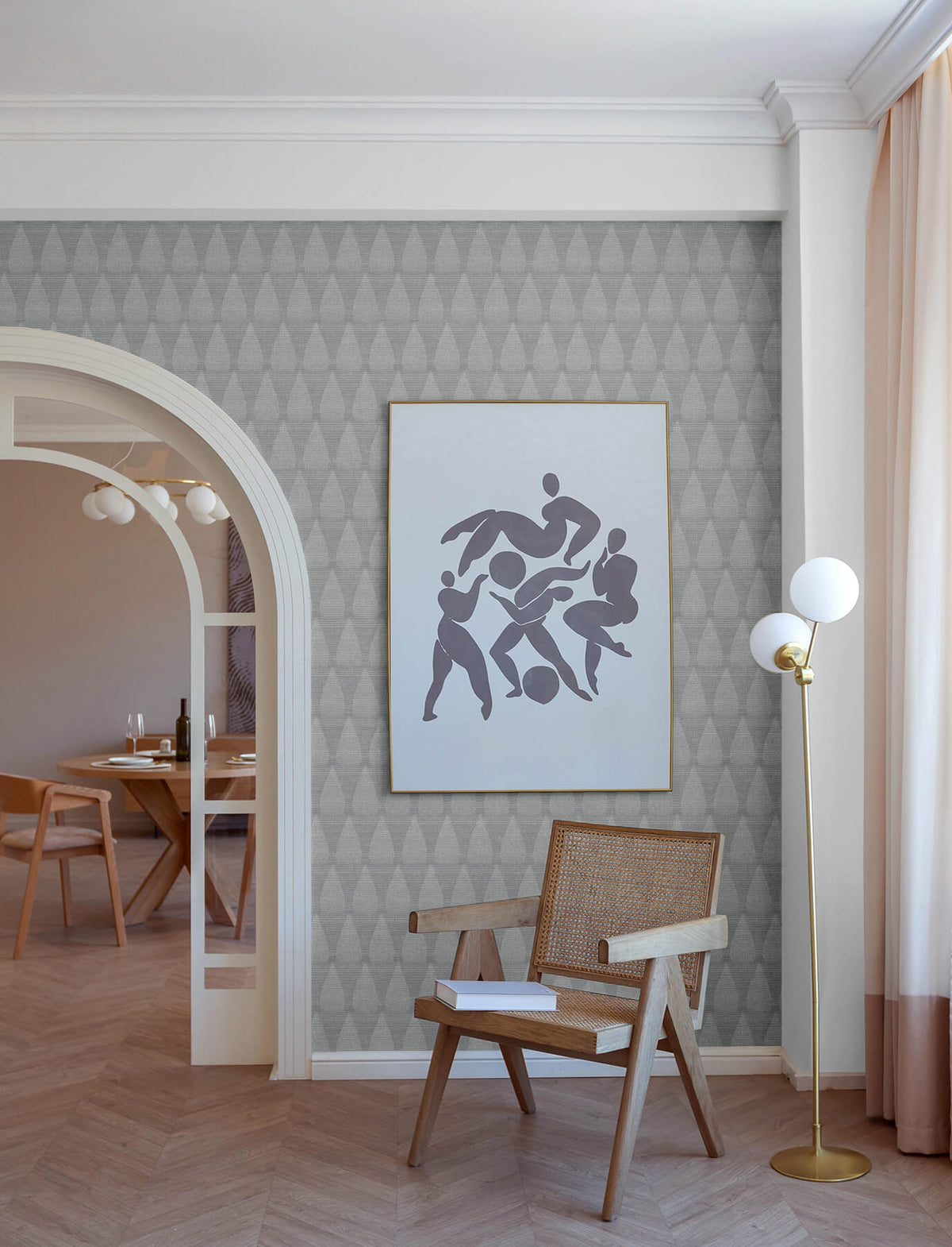 A-Street Prints Solace Mirko Ogee Wallpaper - Stone
