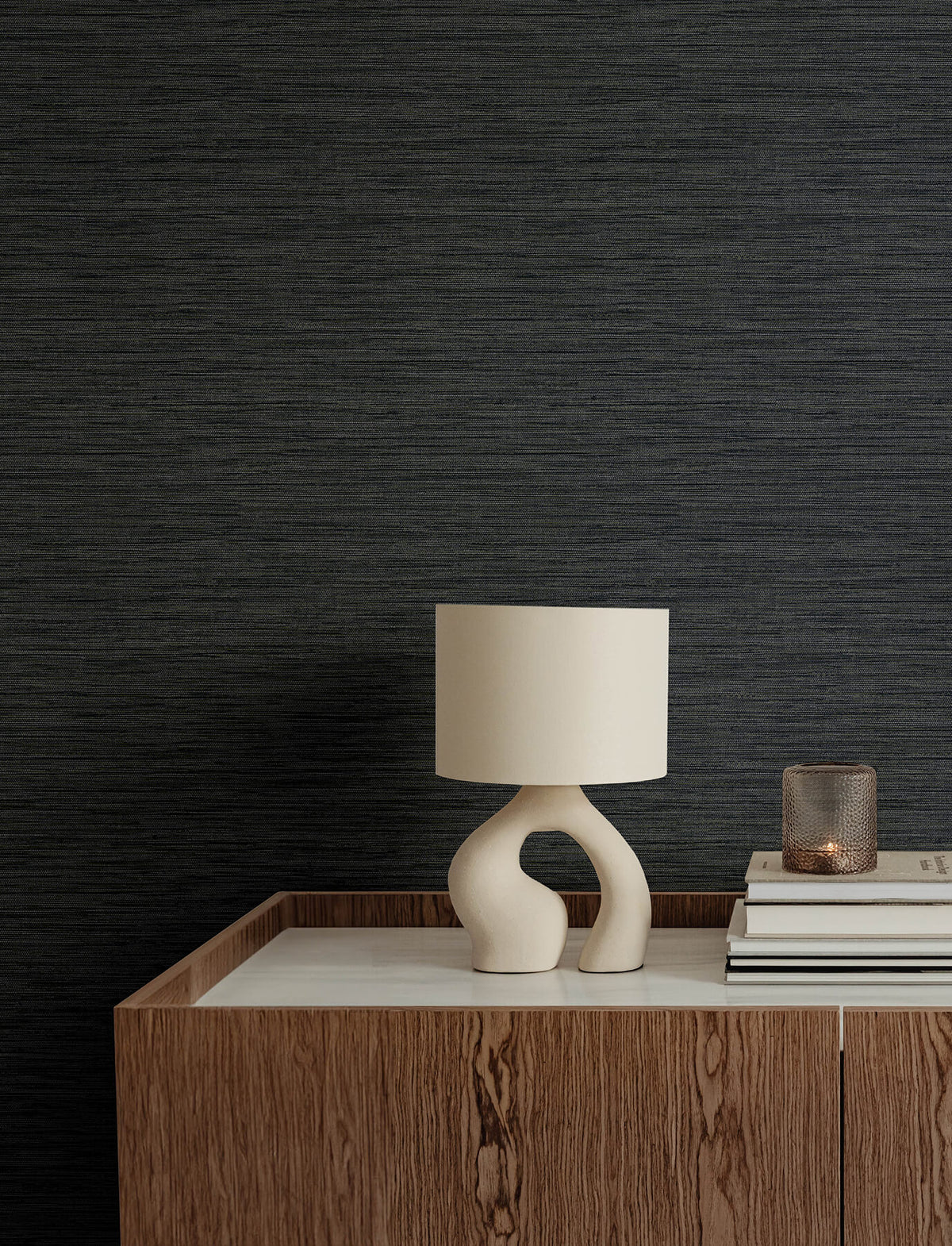 A-Street Prints Solace Sheehan Faux Grasscloth Wallpaper - Black