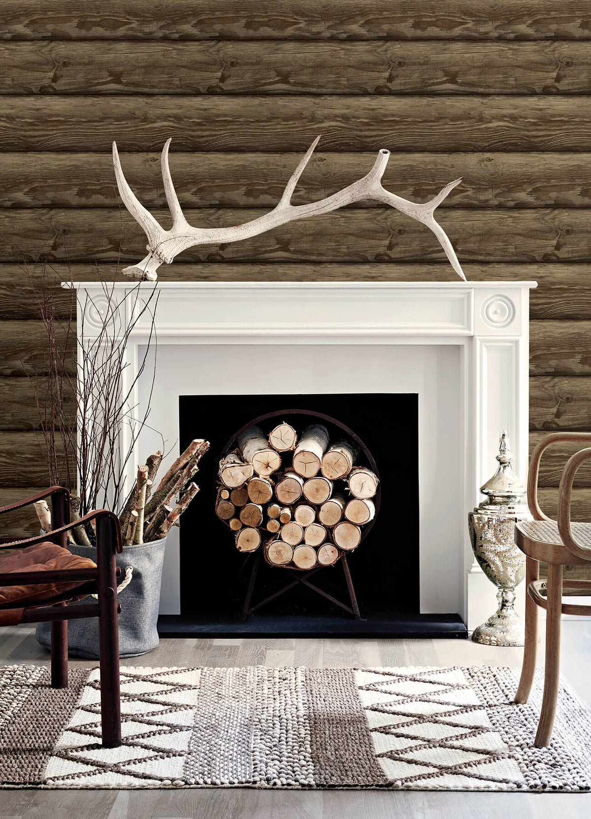 Chesapeake Yellowstone Bunkhouse Wallpaper Sample - Mahogany