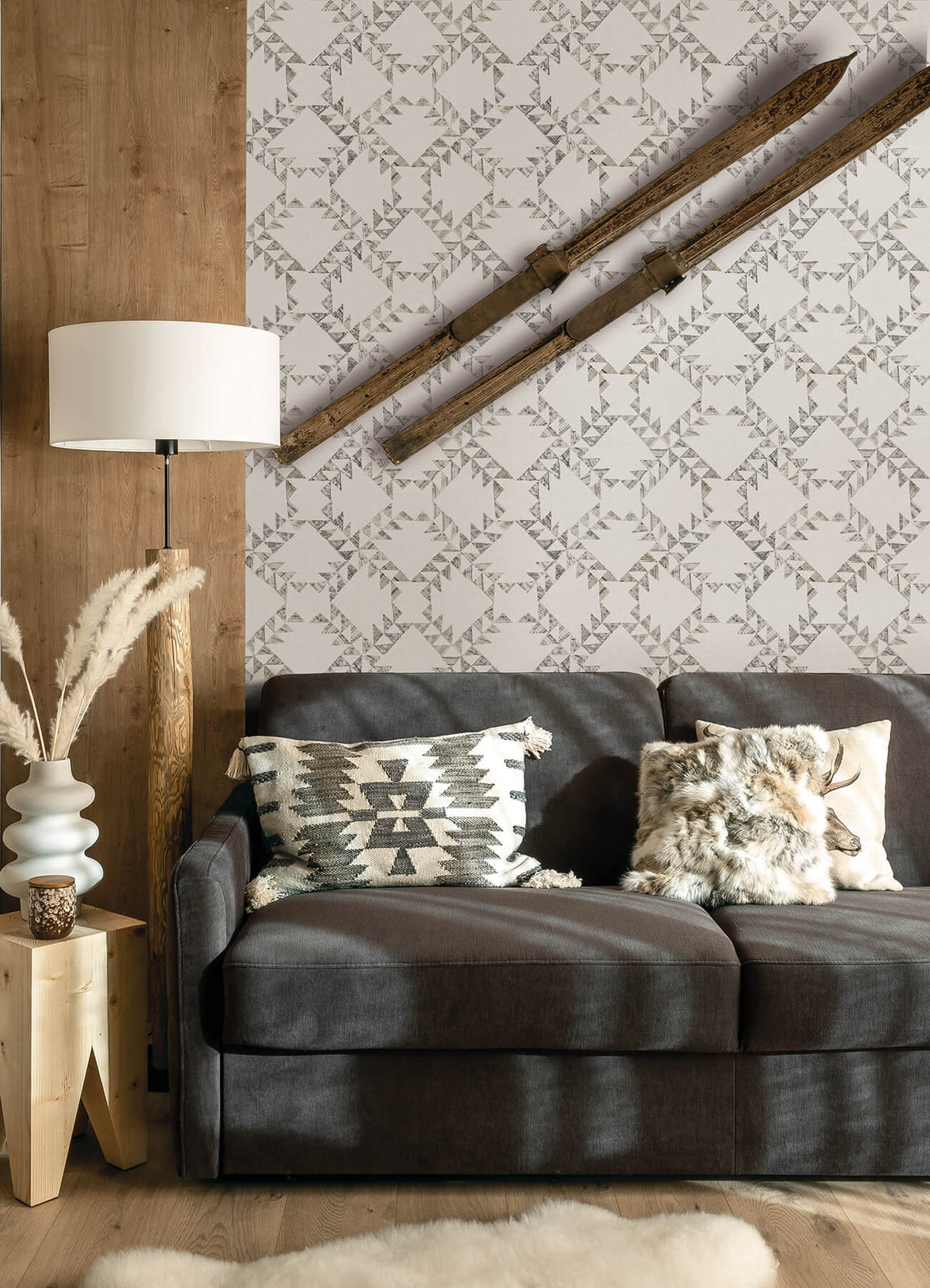 Chesapeake Yellowstone Scrap Quilt Wallpaper Sample - Grey