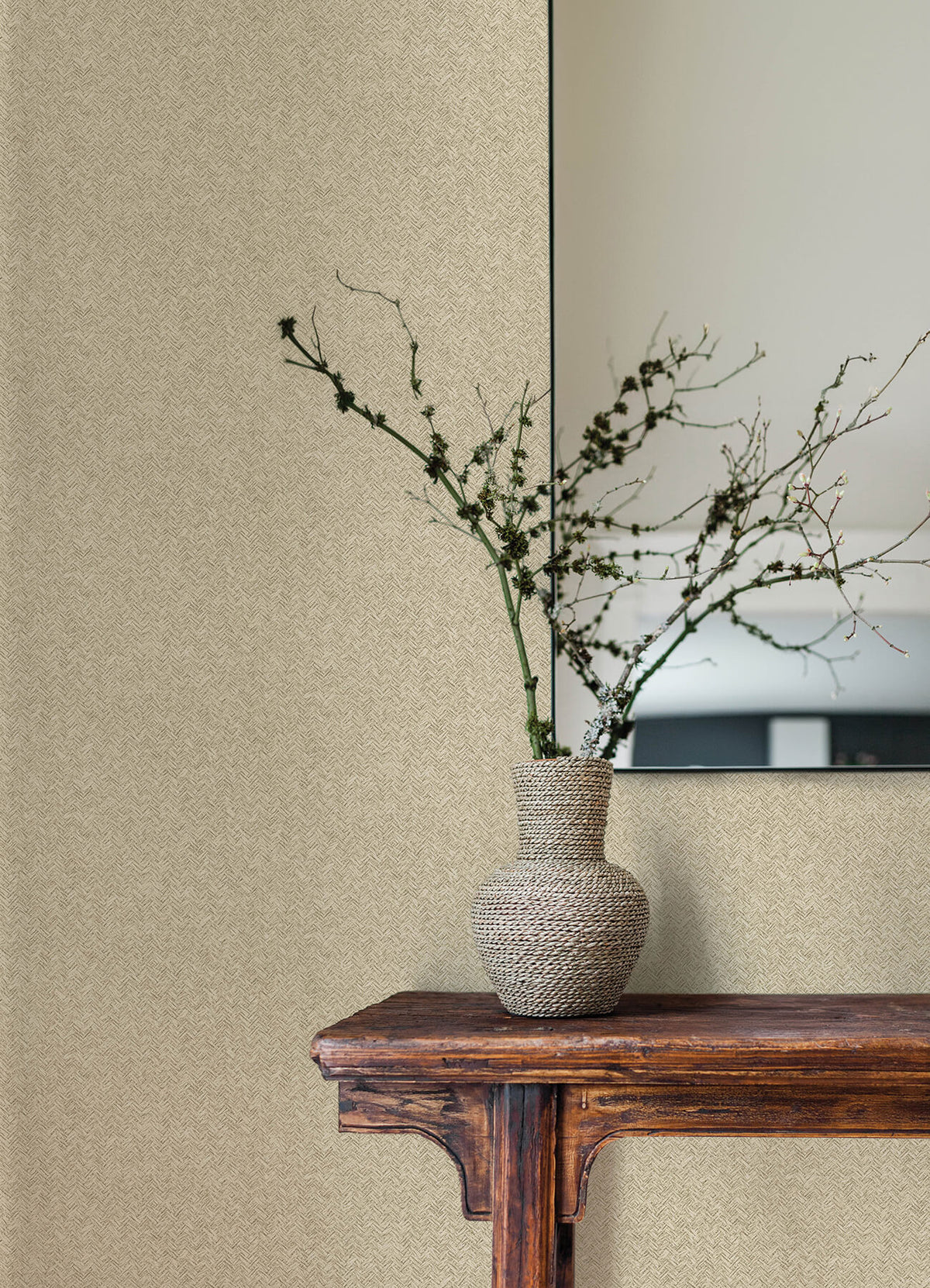 Chesapeake Yellowstone Woven Basket Wallpaper Sample - Khaki
