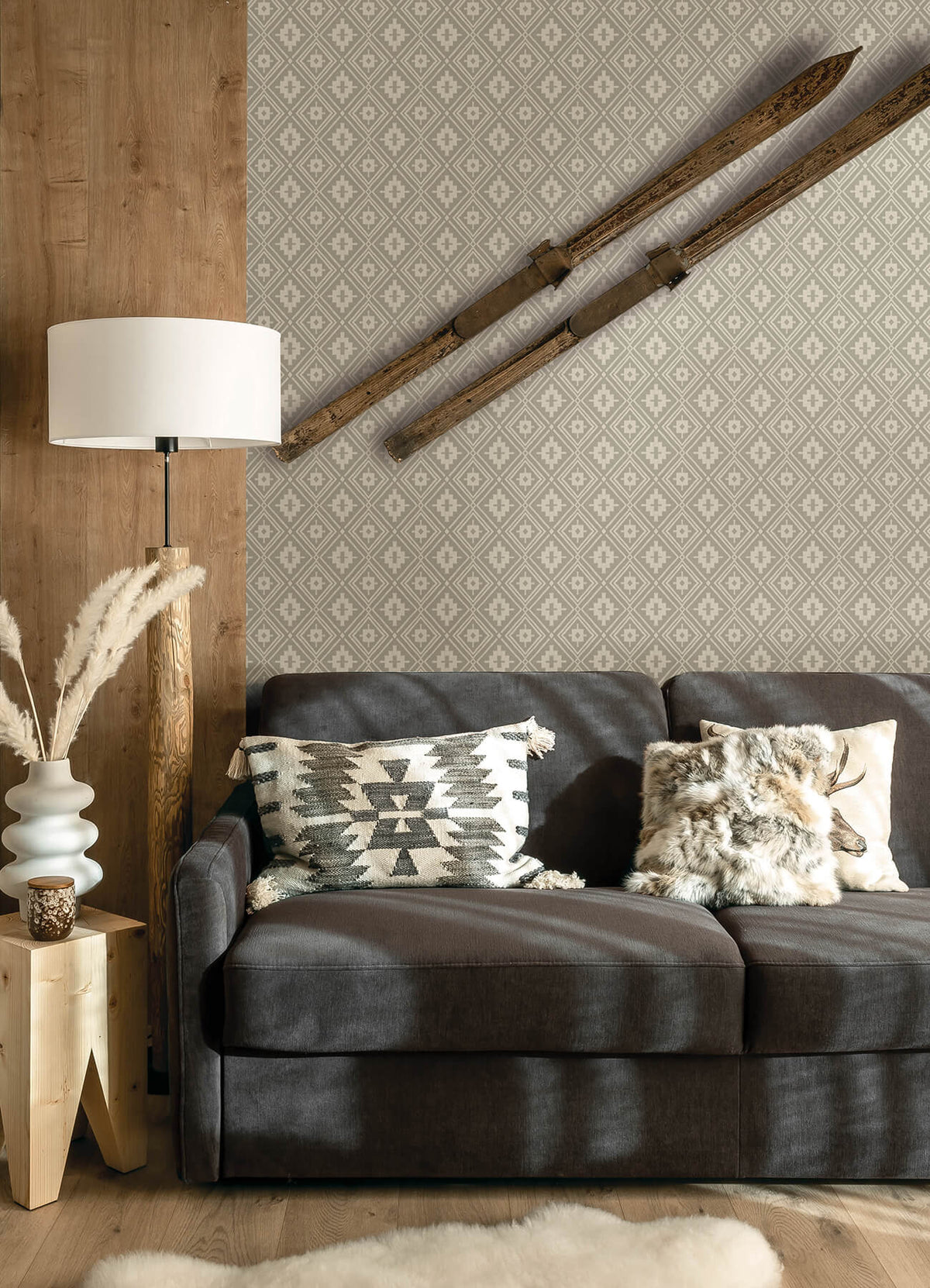 Chesapeake Yellowstone Camp Blanket Wallpaper Sample - Silver
